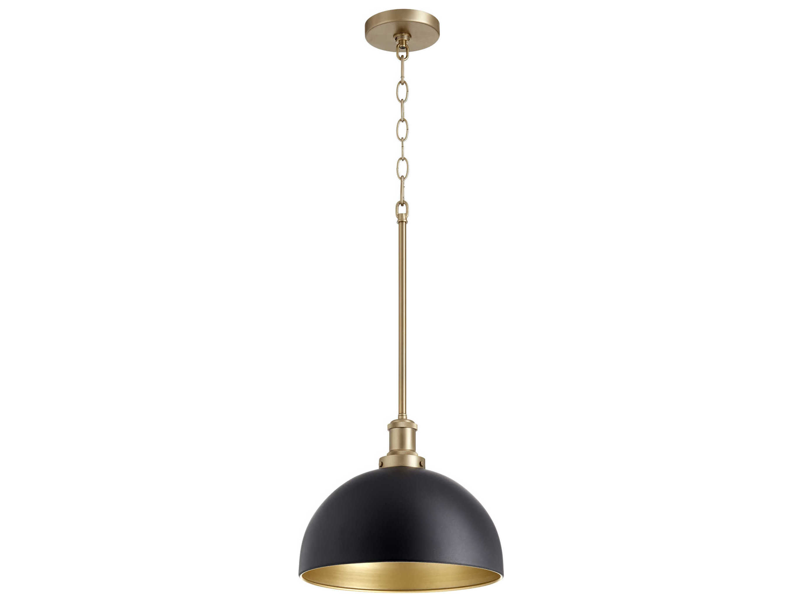 Quorum 1-Light Noir Aged Brass Black Dome Mini Pendant