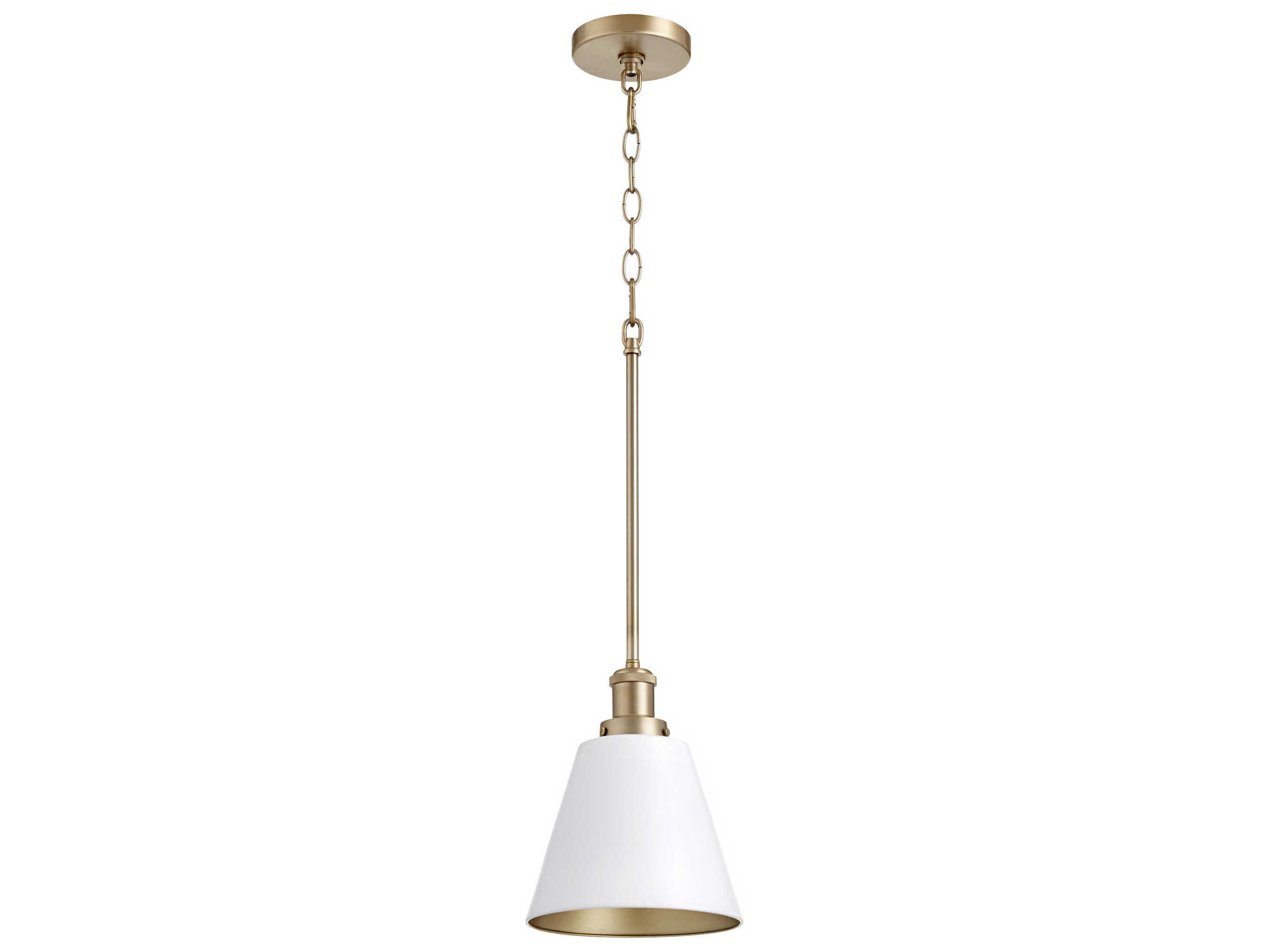 Quorum 1-Light Studio White Aged Brass Mini Pendant