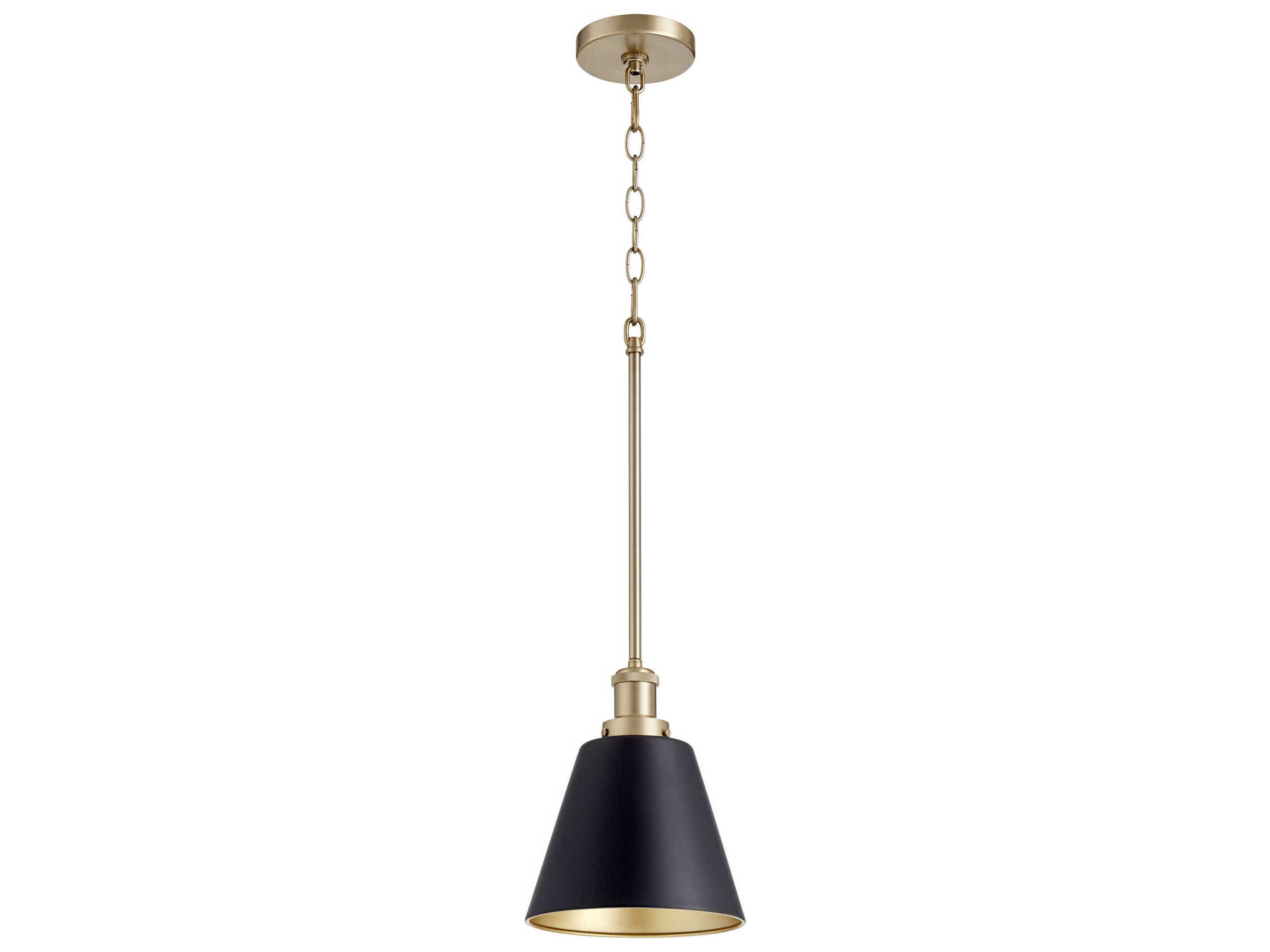 Quorum 1-Light Noir Aged Brass Black Mini Pendant