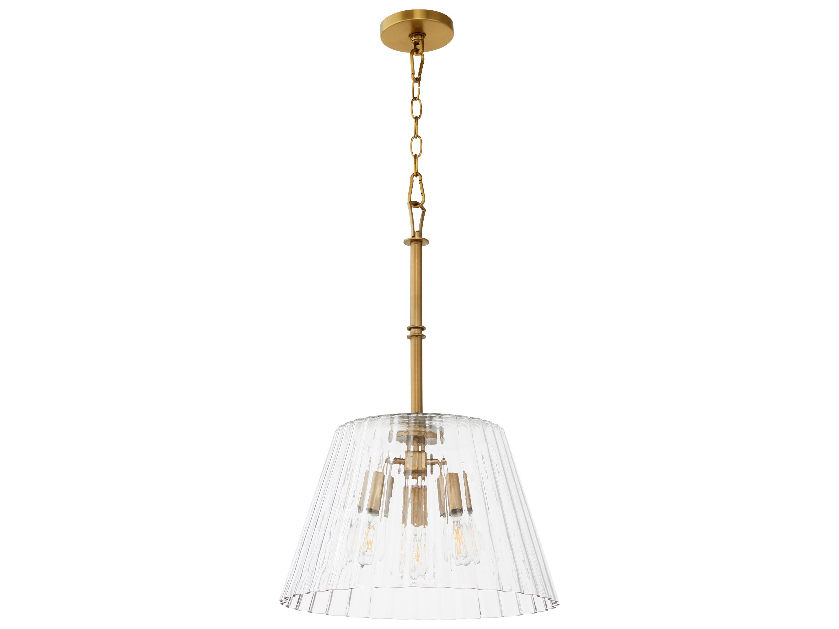 Quorum Lawton 3-Light Brushed Brass Empire Pendant