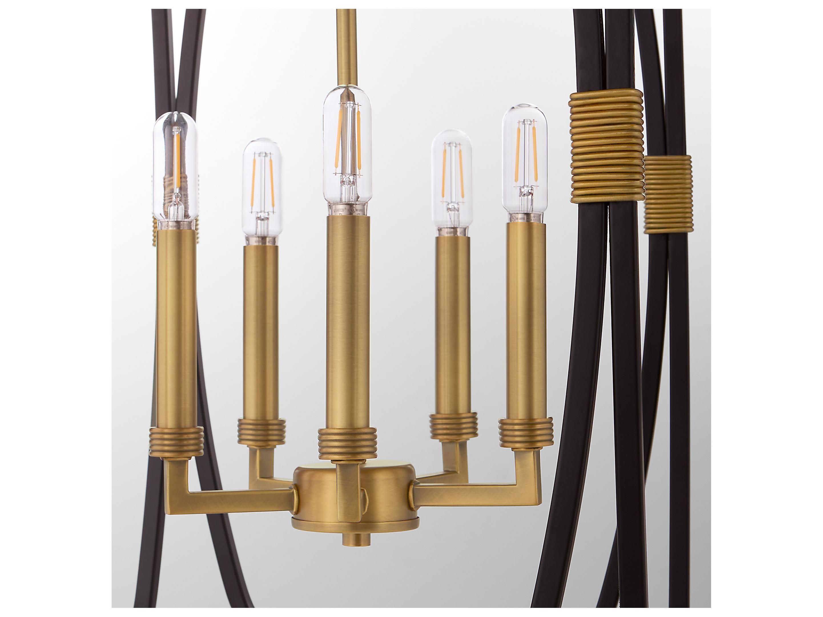 Quorum Bishop 5-Light Matte Black Brushed Brass Lantern Pendant