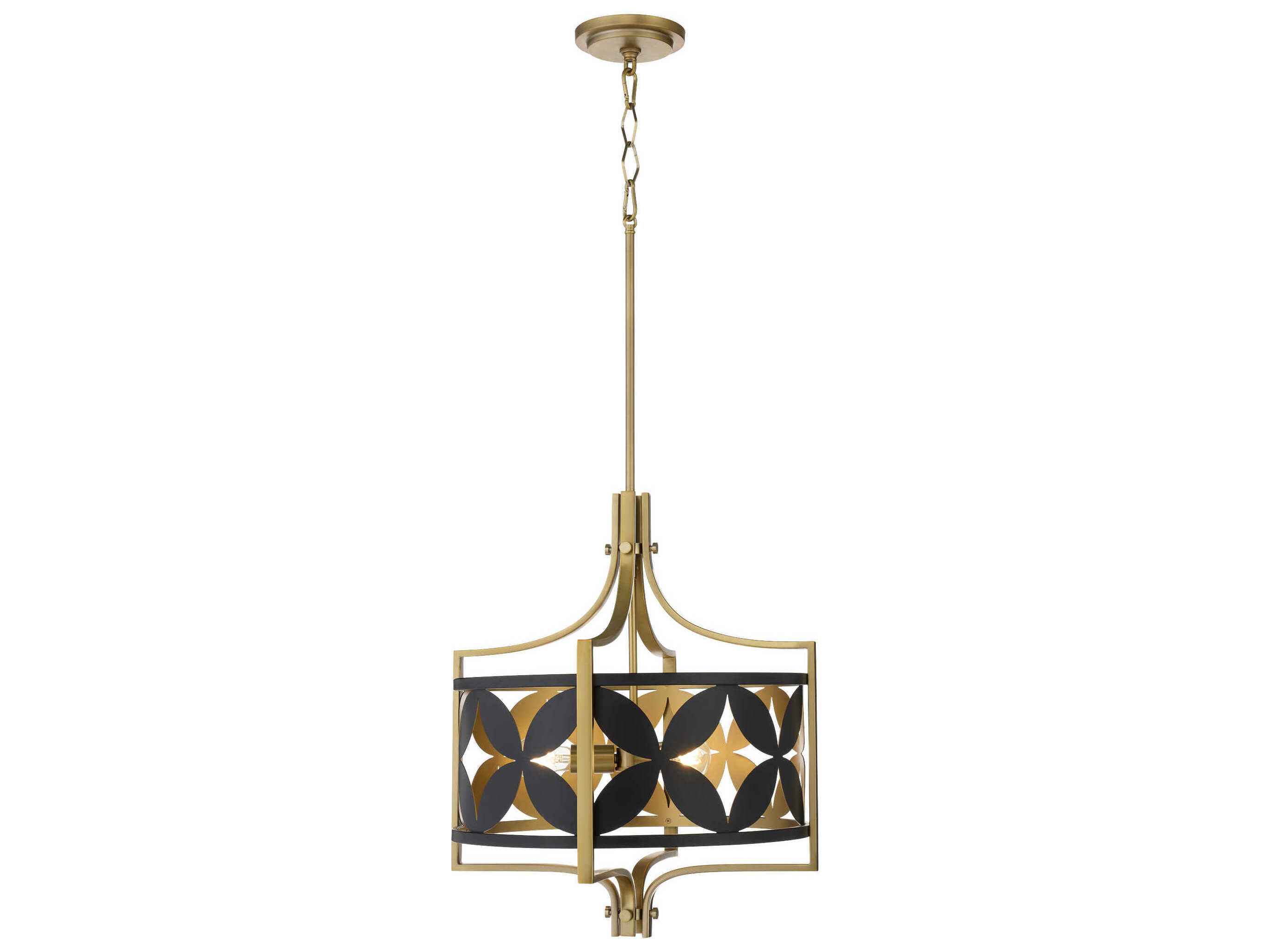 Quorum Mariposa 3-Light Matte Black Aged Brass Pendant