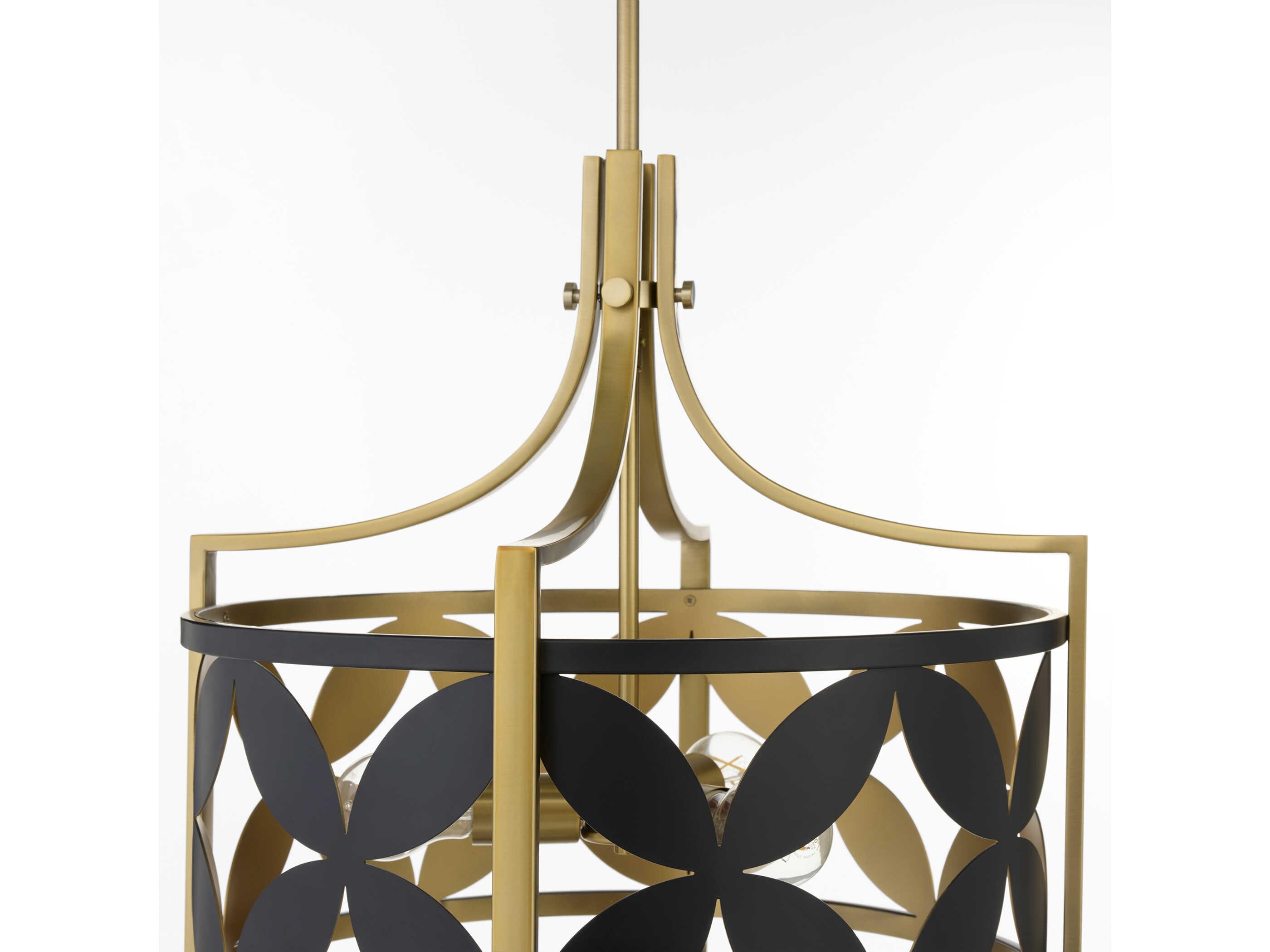 Quorum Mariposa 3-Light Matte Black Aged Brass Pendant