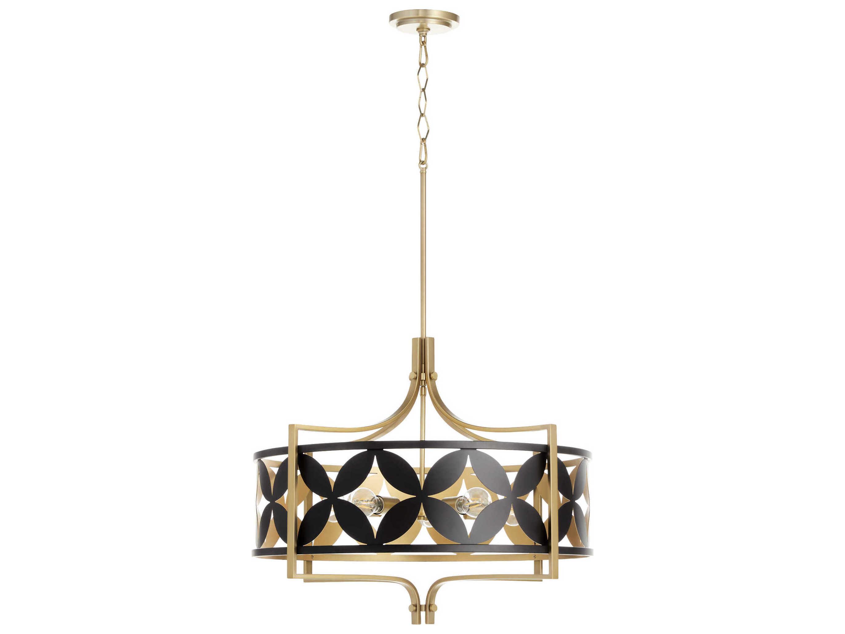 Quorum Mariposa 5-Light Matte Black Aged Brass Pendant
