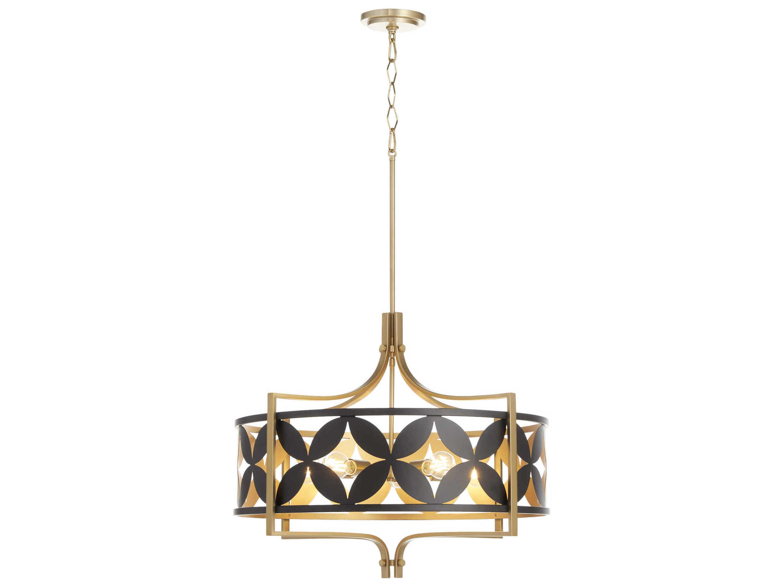 Quorum Mariposa 5-Light Matte Black Aged Brass Pendant
