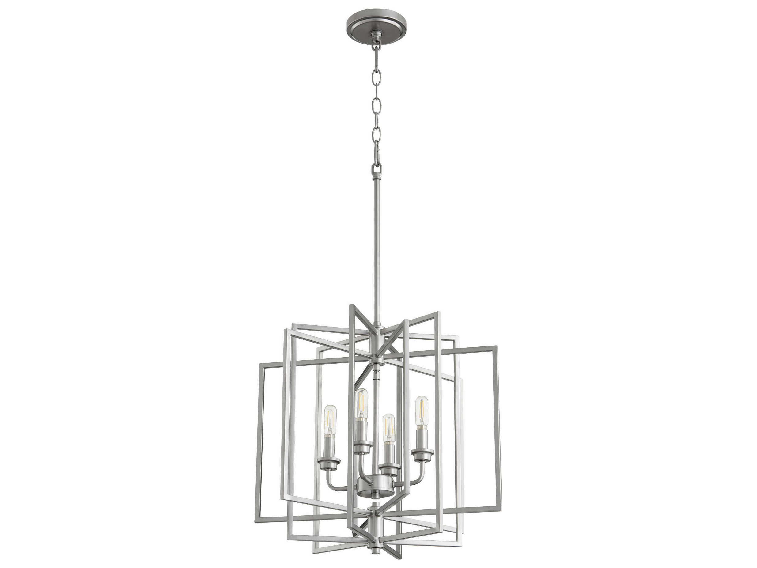 Quorum Hammond 4-Light Classic Nickel Candelabra Geometric Chandelier