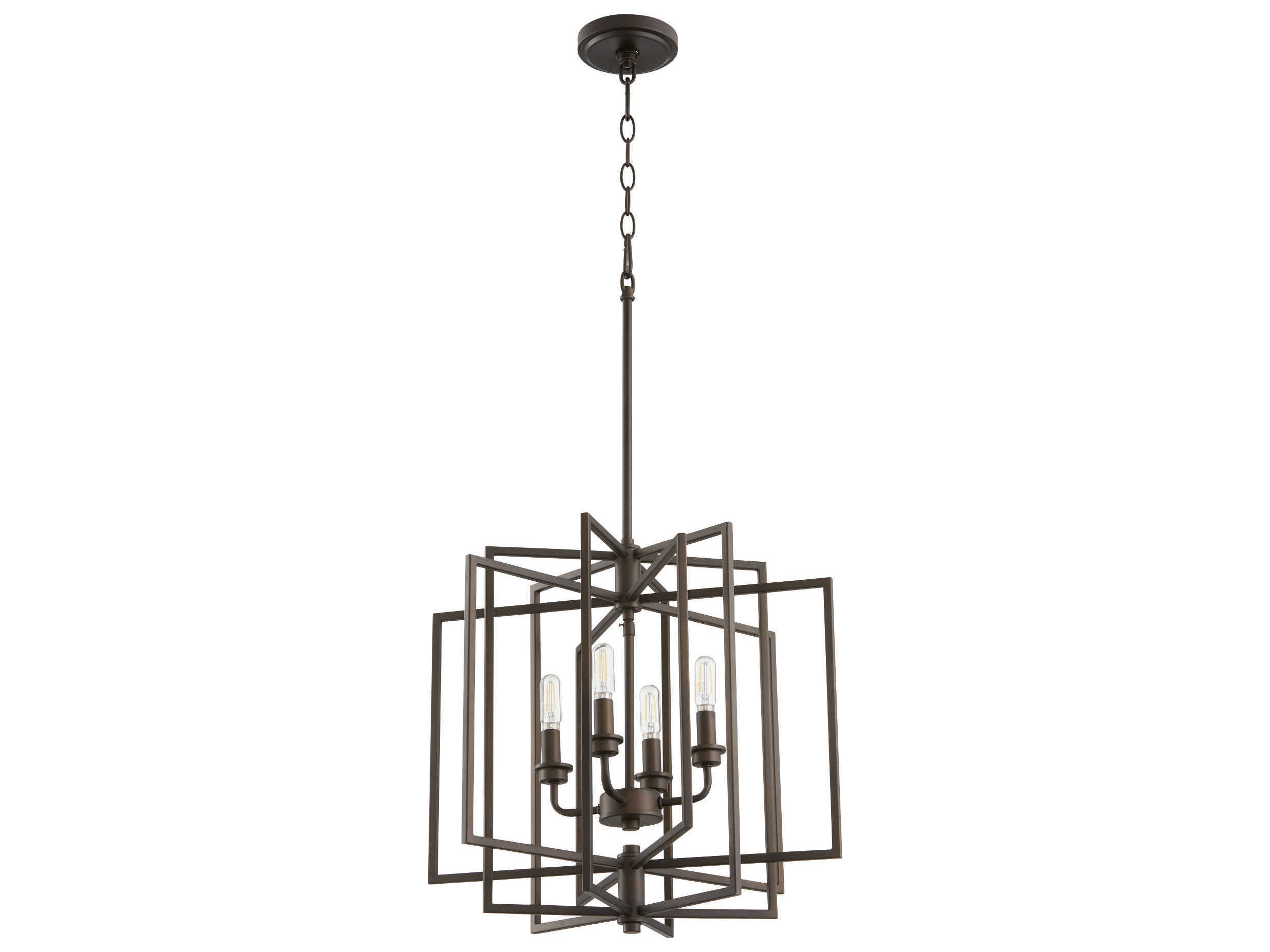 Quorum Hammond 4-Light Oiled Bronze Candelabra Geometric Chandelier