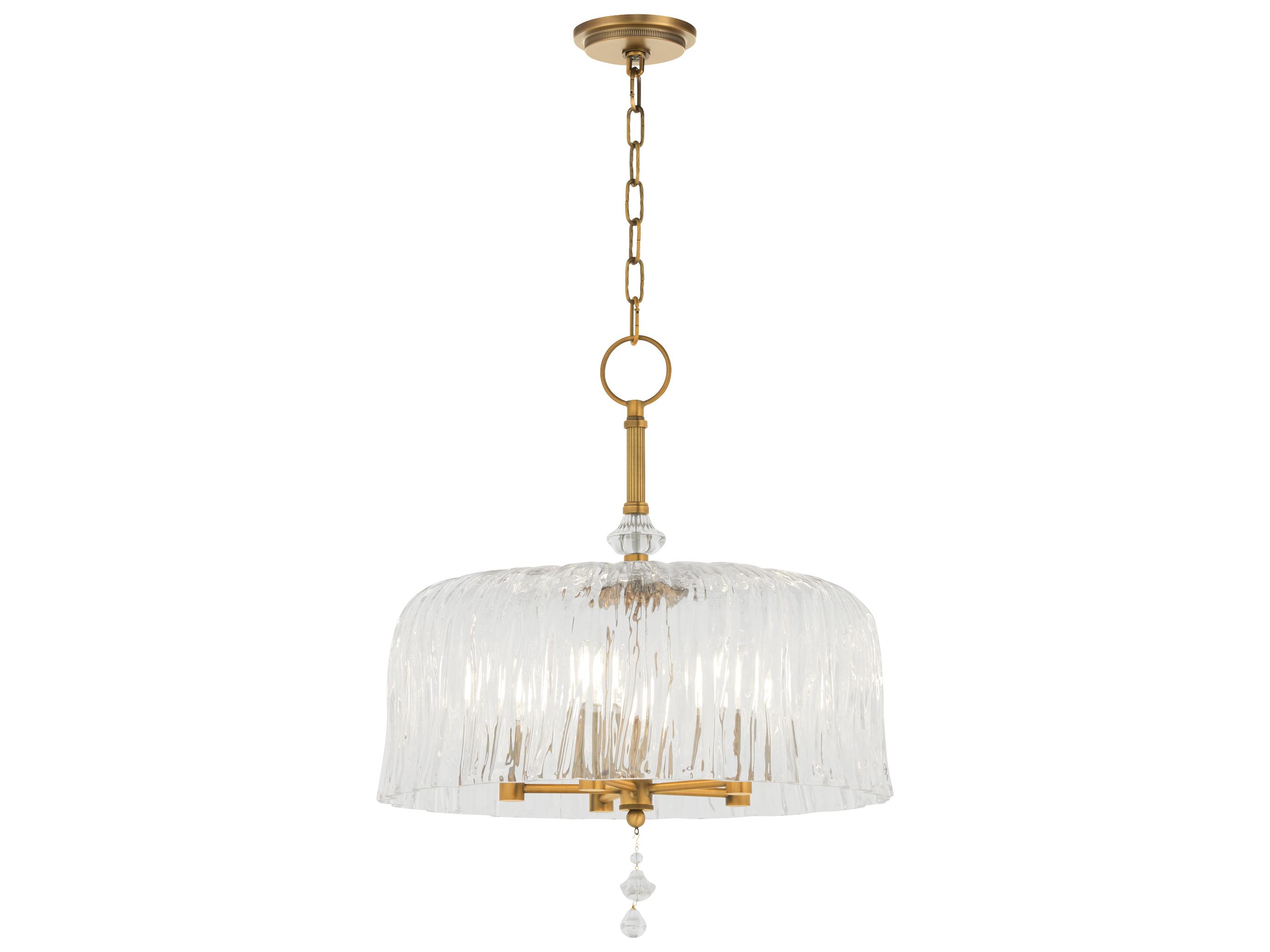 Quorum Meriam 5-Light Brushed Brass Drum Pendant