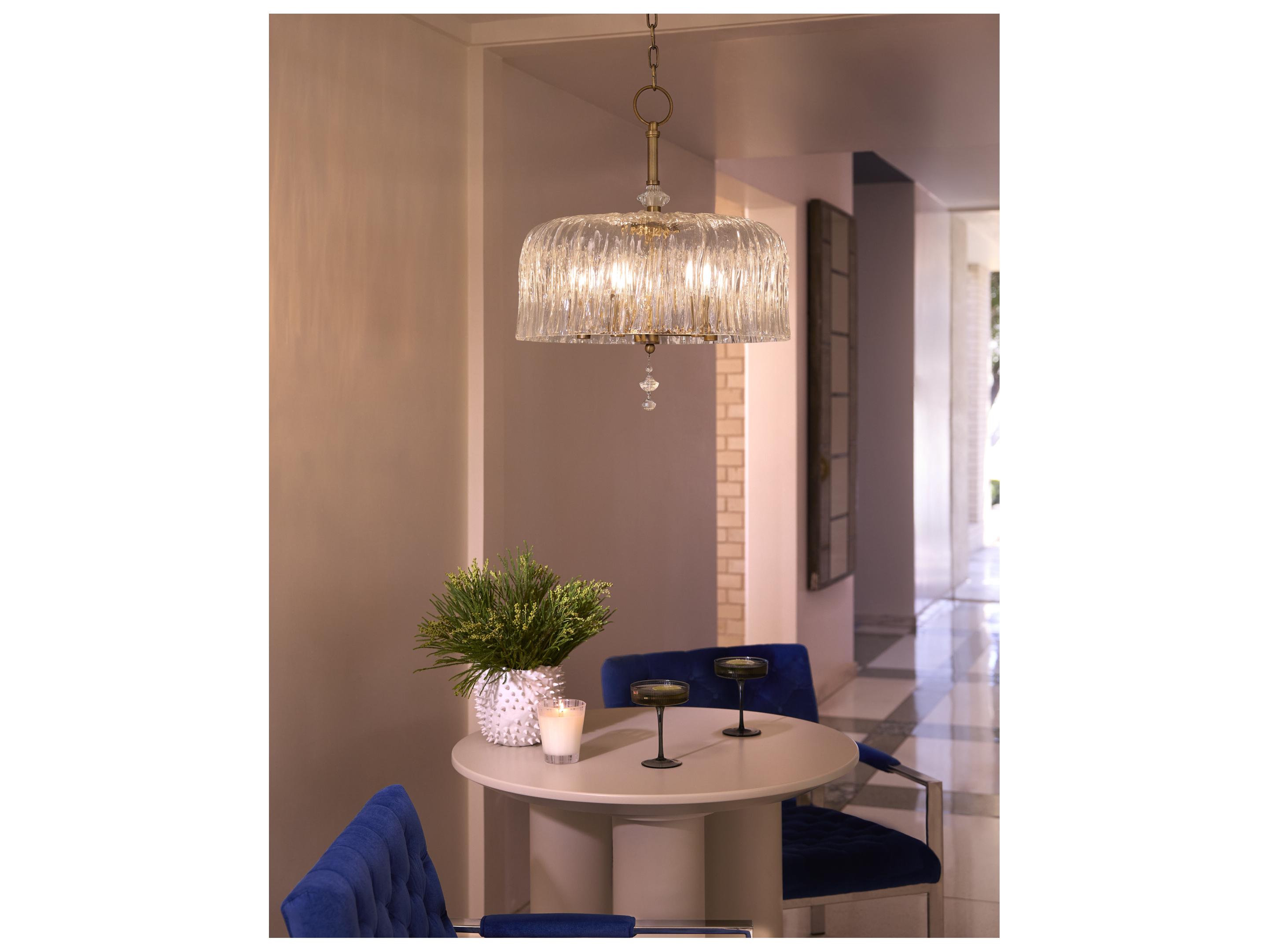 Quorum Meriam 5-Light Brushed Brass Drum Pendant