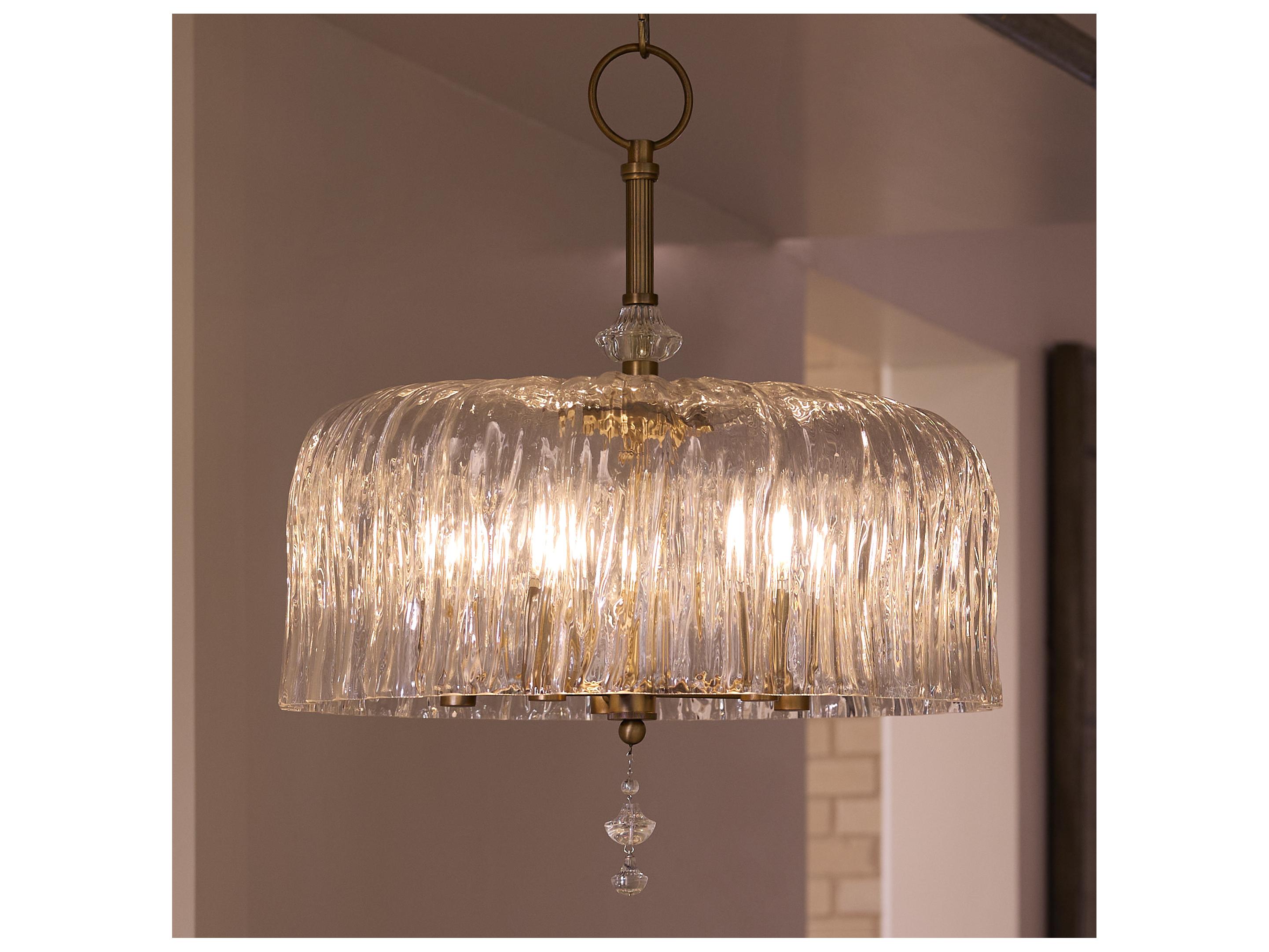 Quorum Meriam 5-Light Brushed Brass Drum Pendant