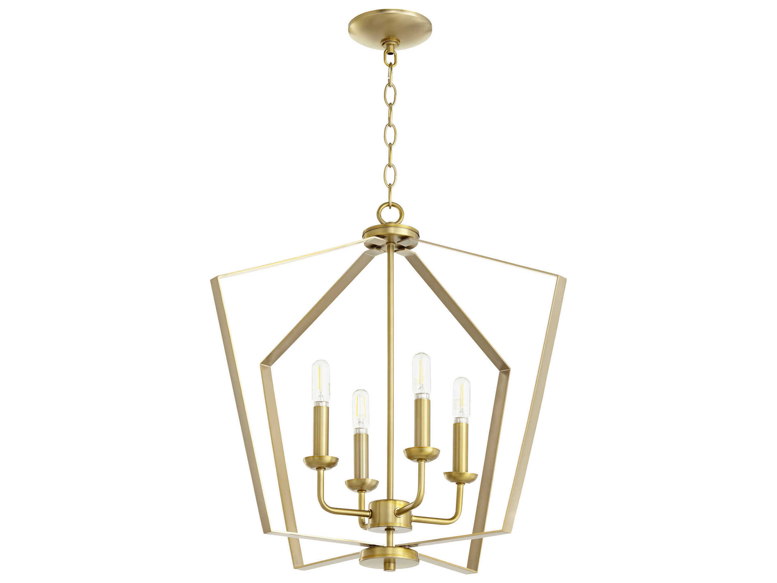Quorum 4-Light Aged Brass Candelabra Geometric Chandelier
