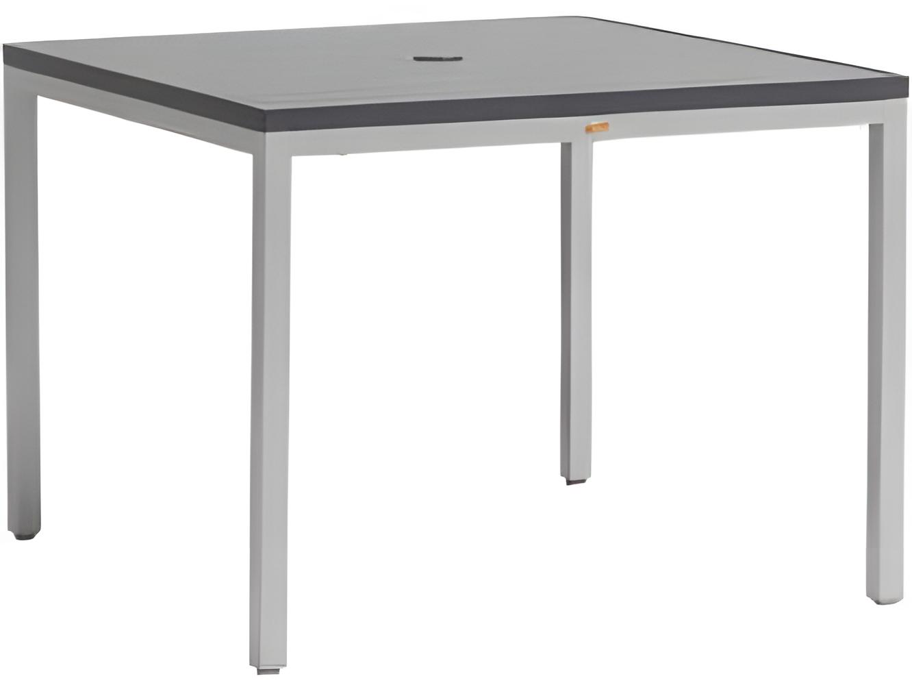 Ratana Zuni  Silver Aluminum Umbrella Hole Dining Table