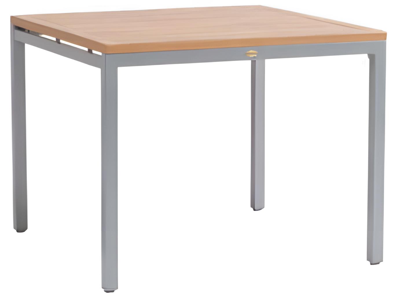 Ratana Zuni Teak Silver Aluminum Umbrella Hole Dining Table