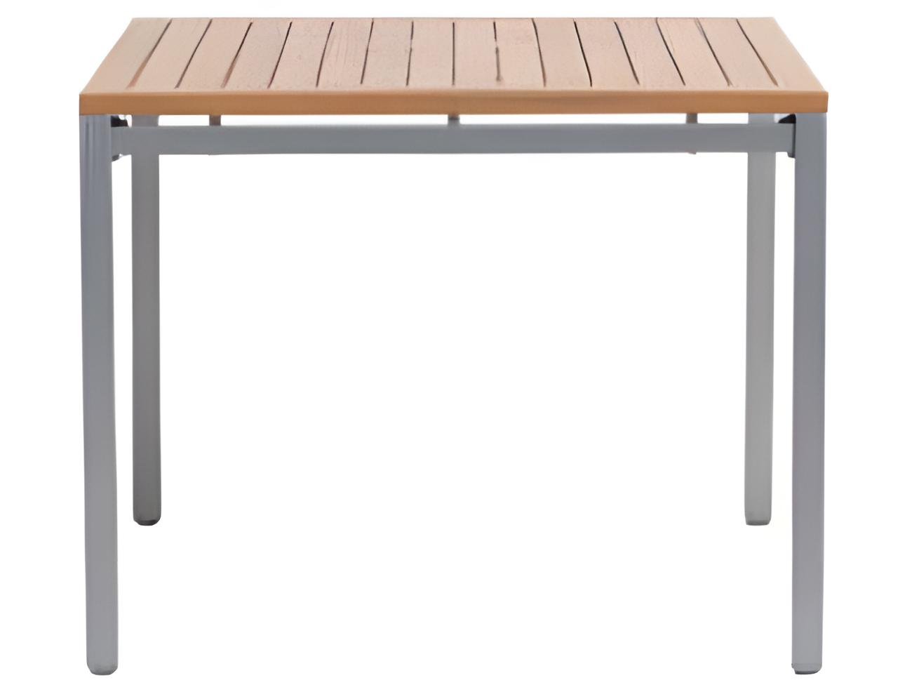 Ratana Zuni Teak Silver Aluminum Umbrella Hole Dining Table