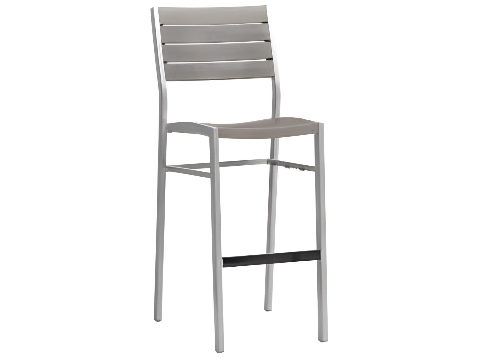 Ratana New Mirage Silver Aluminum Faux Teak Bar Stool