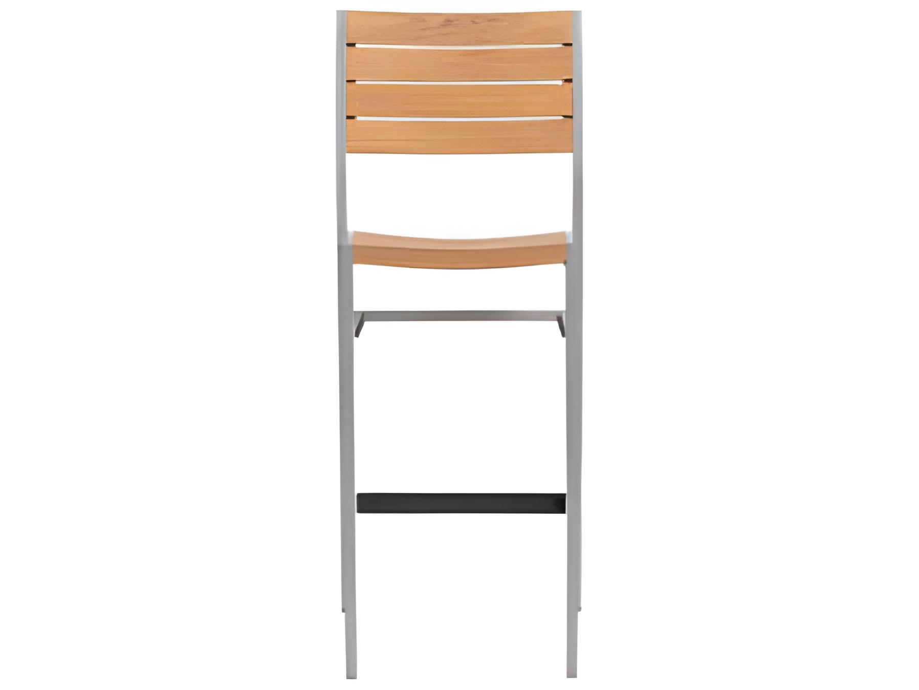 Ratana New Mirage Silver Aluminum Faux Teak Bar Stool