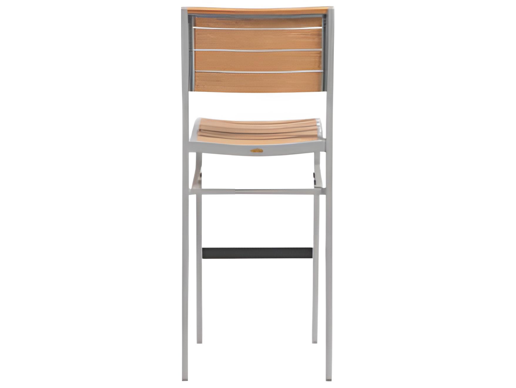 Ratana New Mirage Silver Aluminum Faux Teak Bar Stool