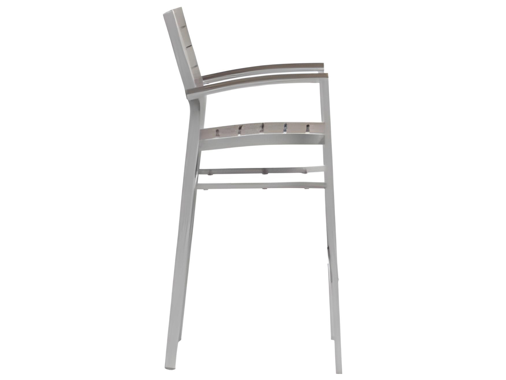 Ratana New Mirage Silver Aluminum Faux Teak Bar Stool