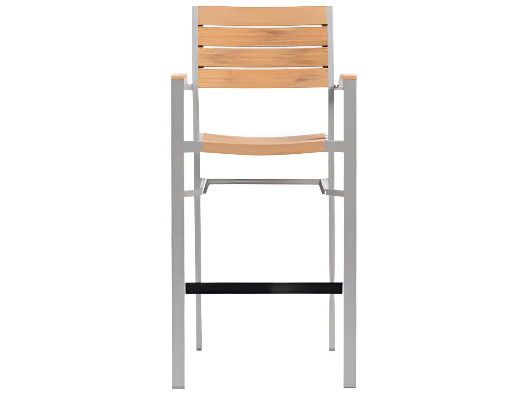 Ratana New Mirage Silver Aluminum Faux Teak Bar Stool