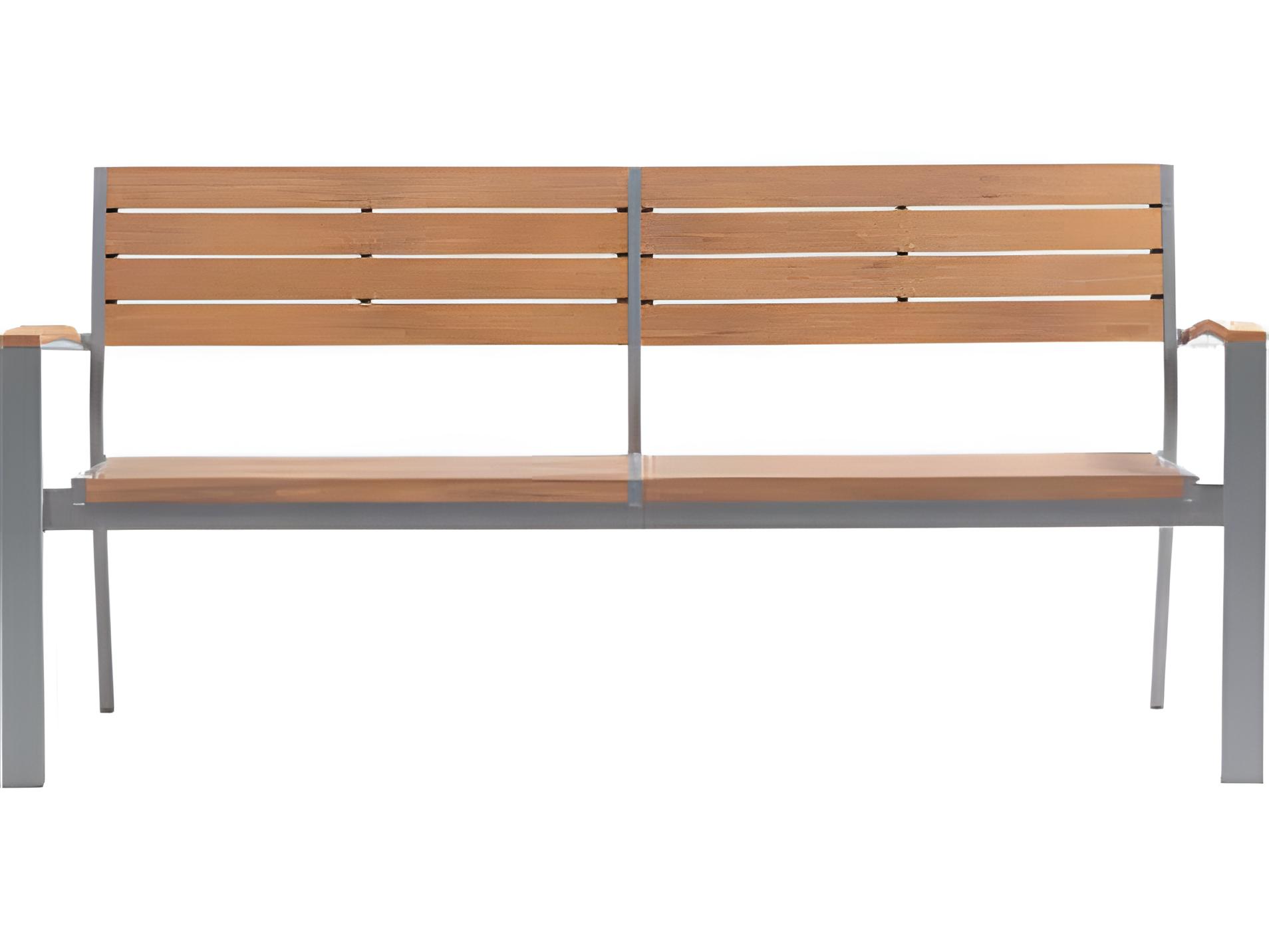 Ratana New Mirage Silver Aluminum Faux Teak Bench
