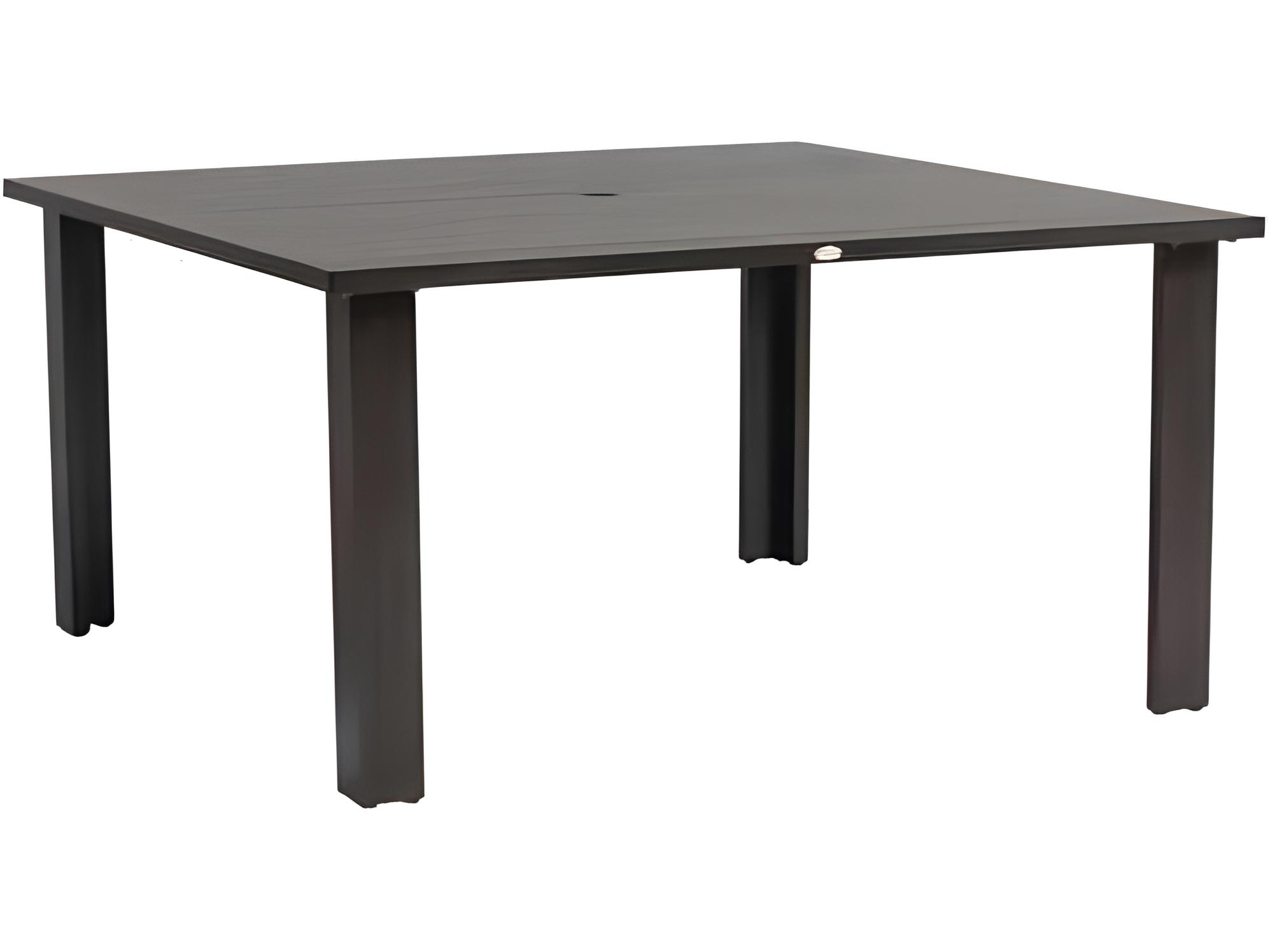 Ratana Limo Silver Ash Grey Aluminum Square Umbrella Hole Dining Table