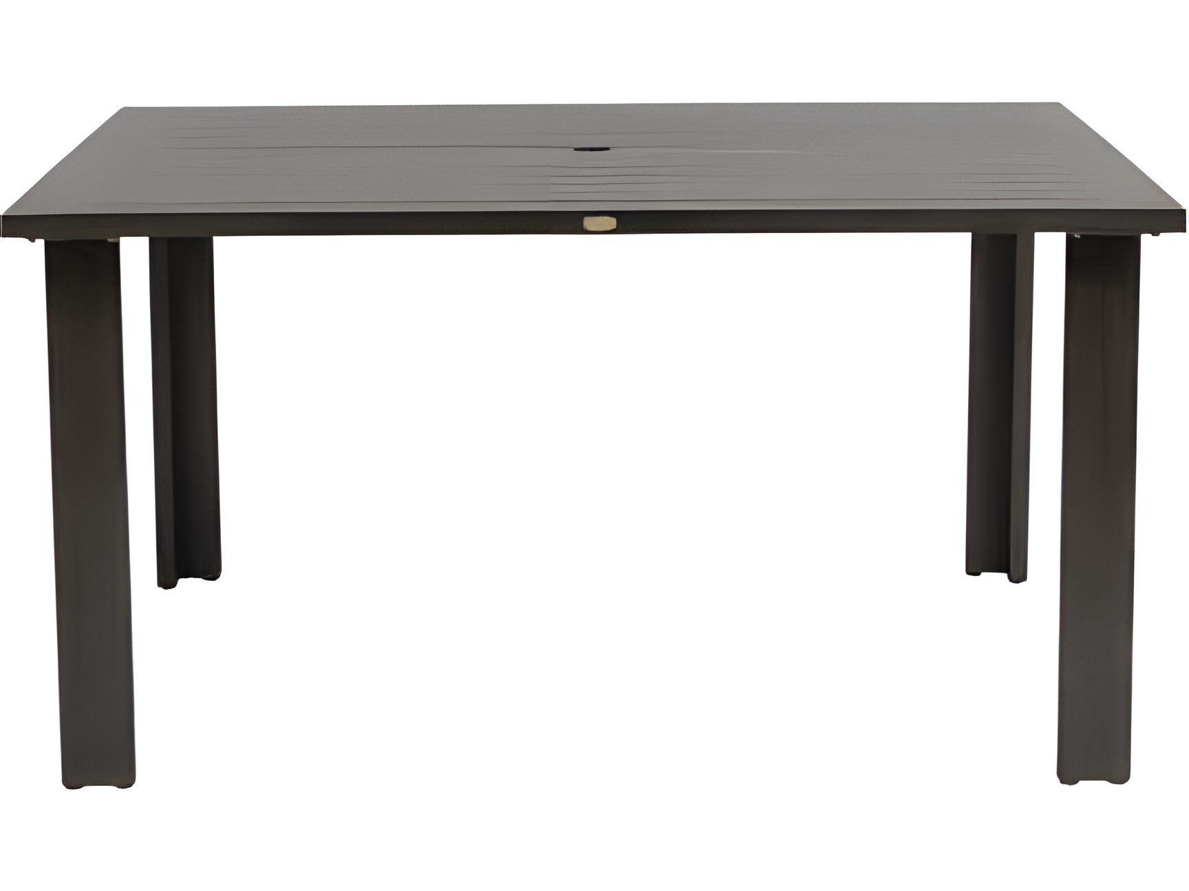 Ratana Limo Silver Ash Grey Aluminum Square Umbrella Hole Dining Table