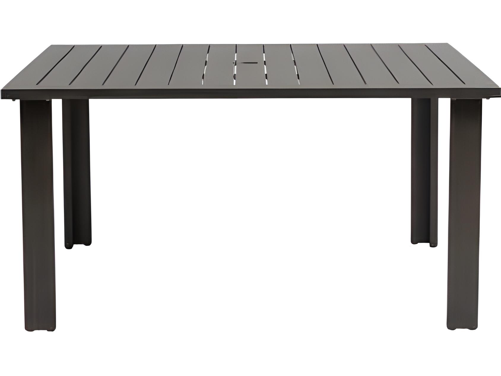 Ratana Limo Silver Ash Grey Aluminum Square Umbrella Hole Dining Table