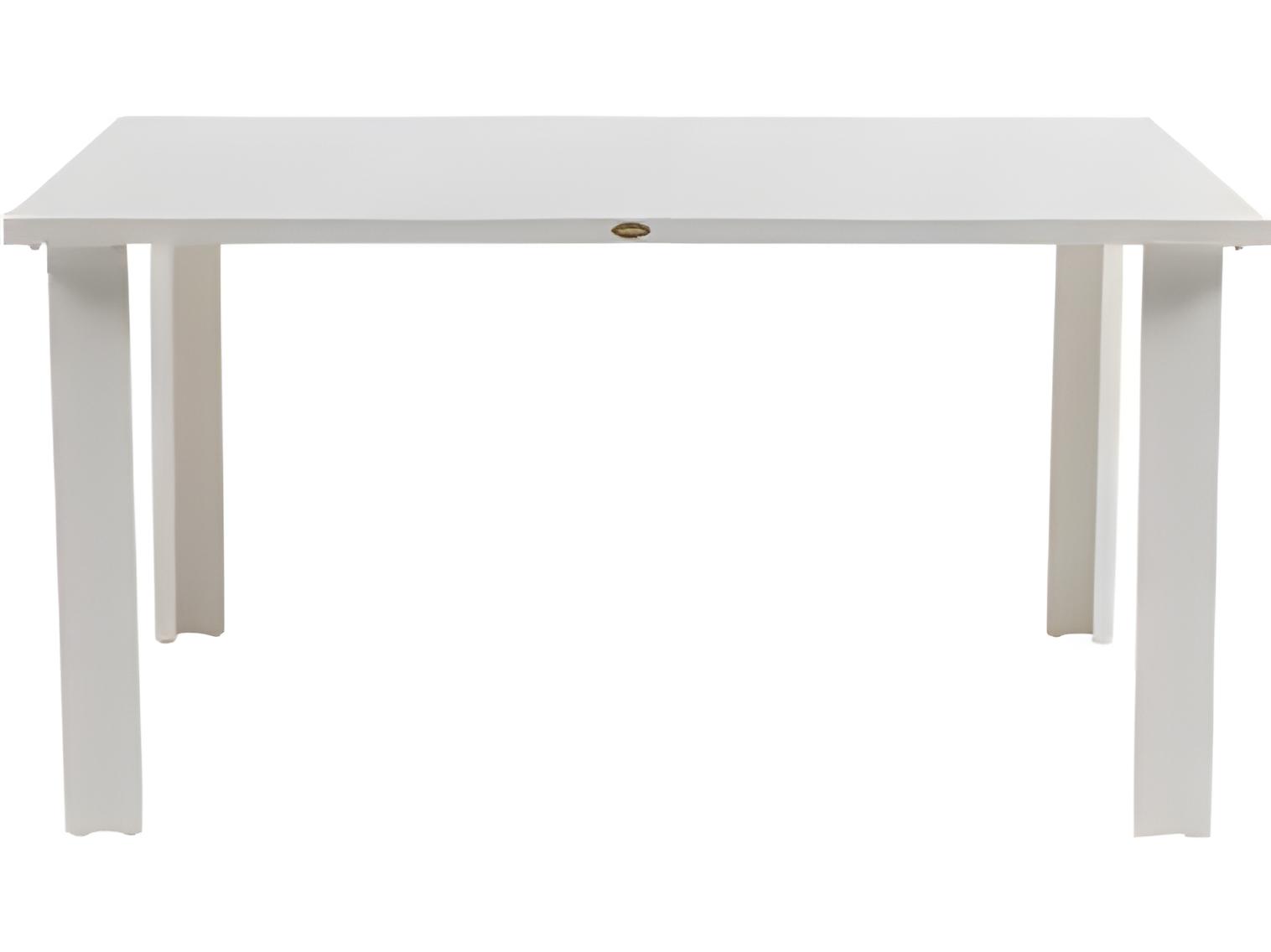 Ratana Limo Silver Talc White Aluminum Square Umbrella Hole Dining Table