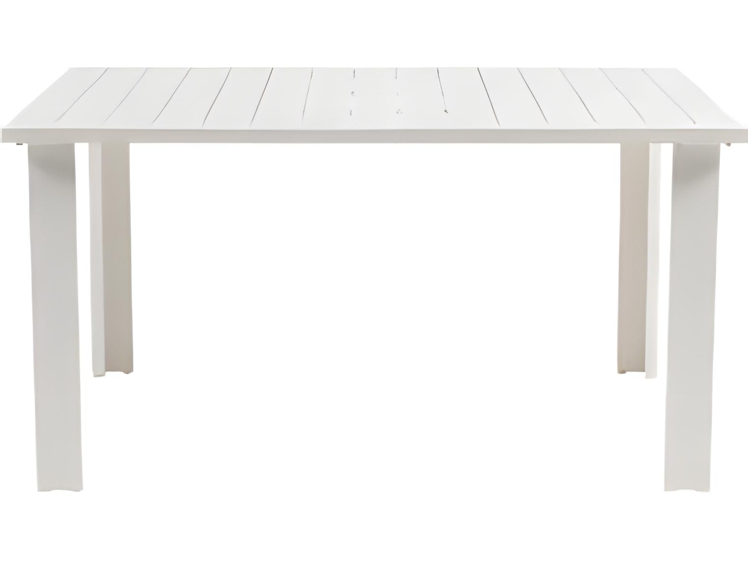 Ratana Limo Silver Talc White Aluminum Square Umbrella Hole Dining Table