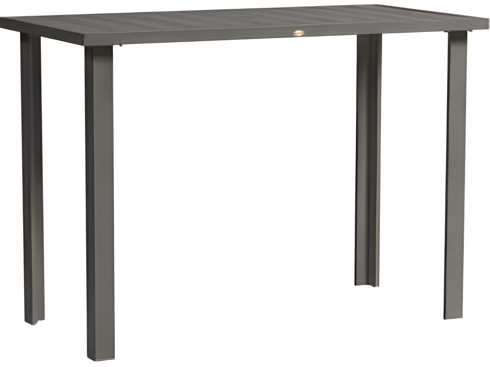 Ratana Limo Silver Ash Grey Aluminum Rectangular Umbrella Hole Bar Table