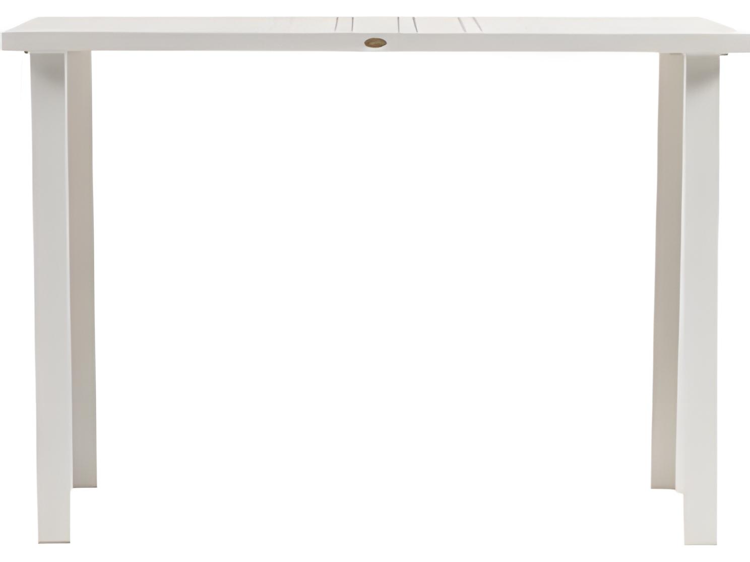 Ratana Limo Silver Talc White Aluminum Rectangular Umbrella Hole Bar Table