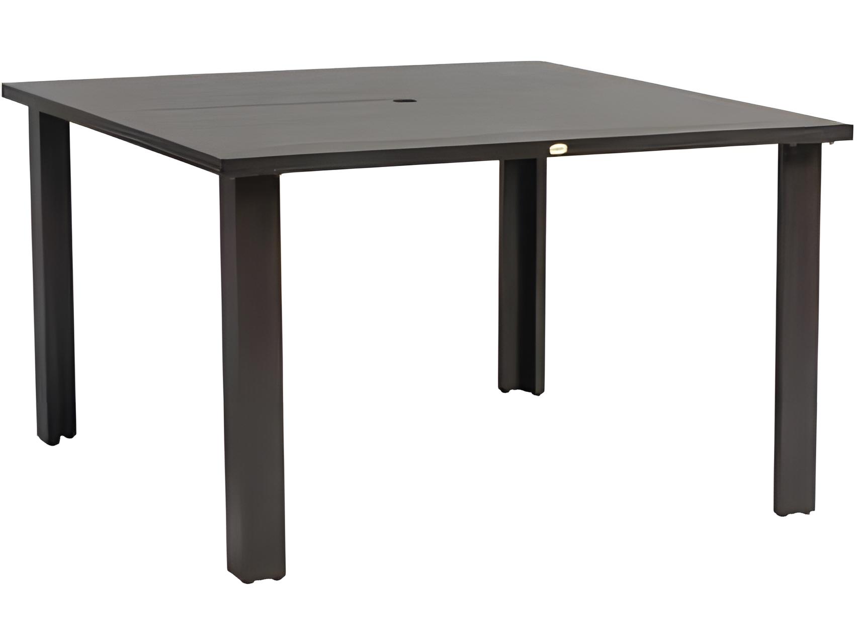 Ratana Limo Silver Ash Grey Aluminum Square Umbrella Hole Dining Table