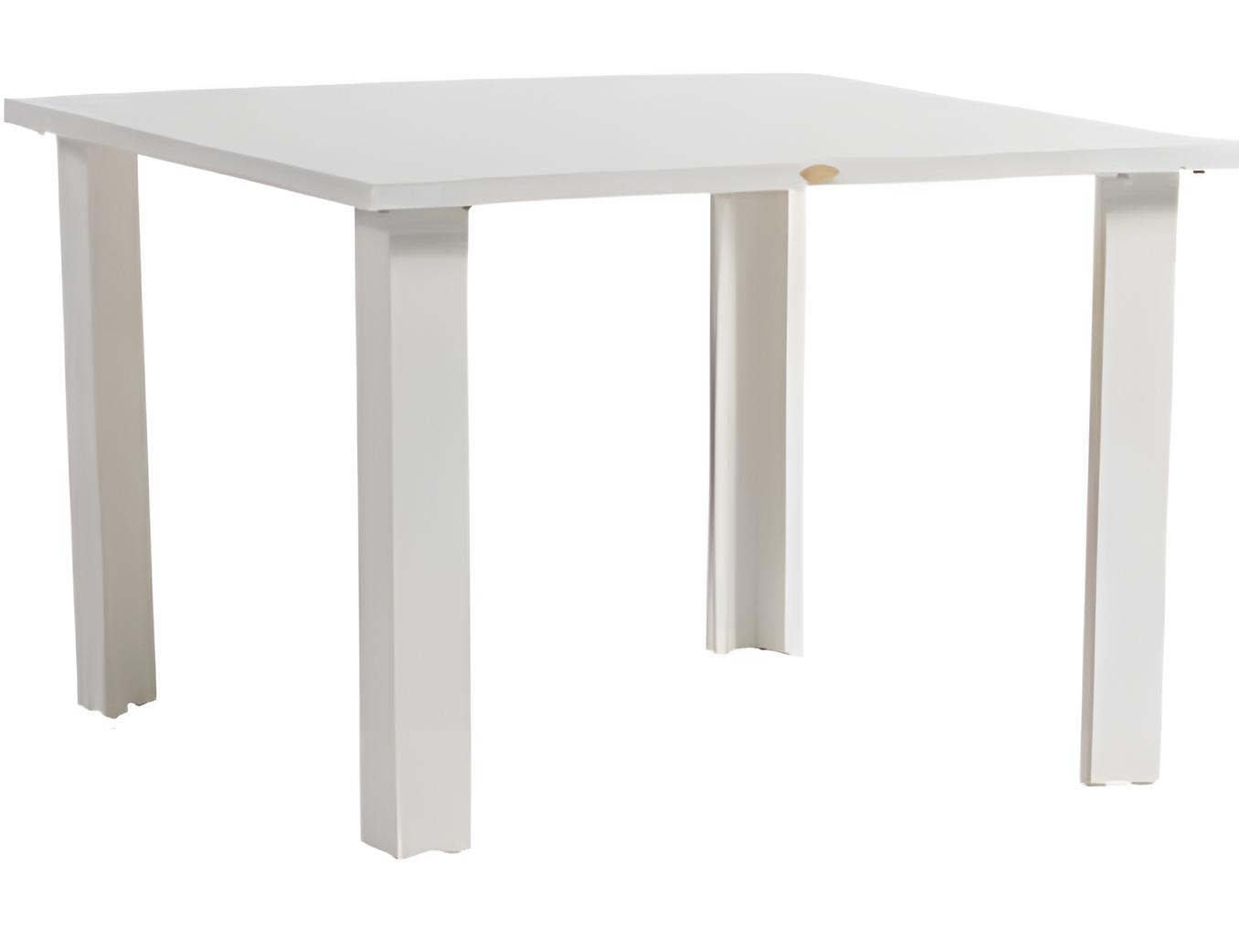 Ratana Limo Silver Talc White Aluminum Square Umbrella Hole Dining Table