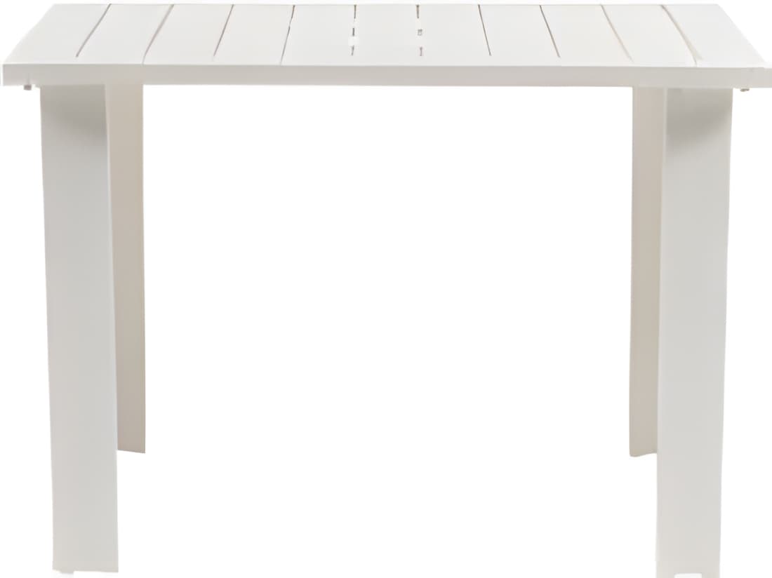 Ratana Limo Silver Talc White Aluminum Square Umbrella Hole Dining Table