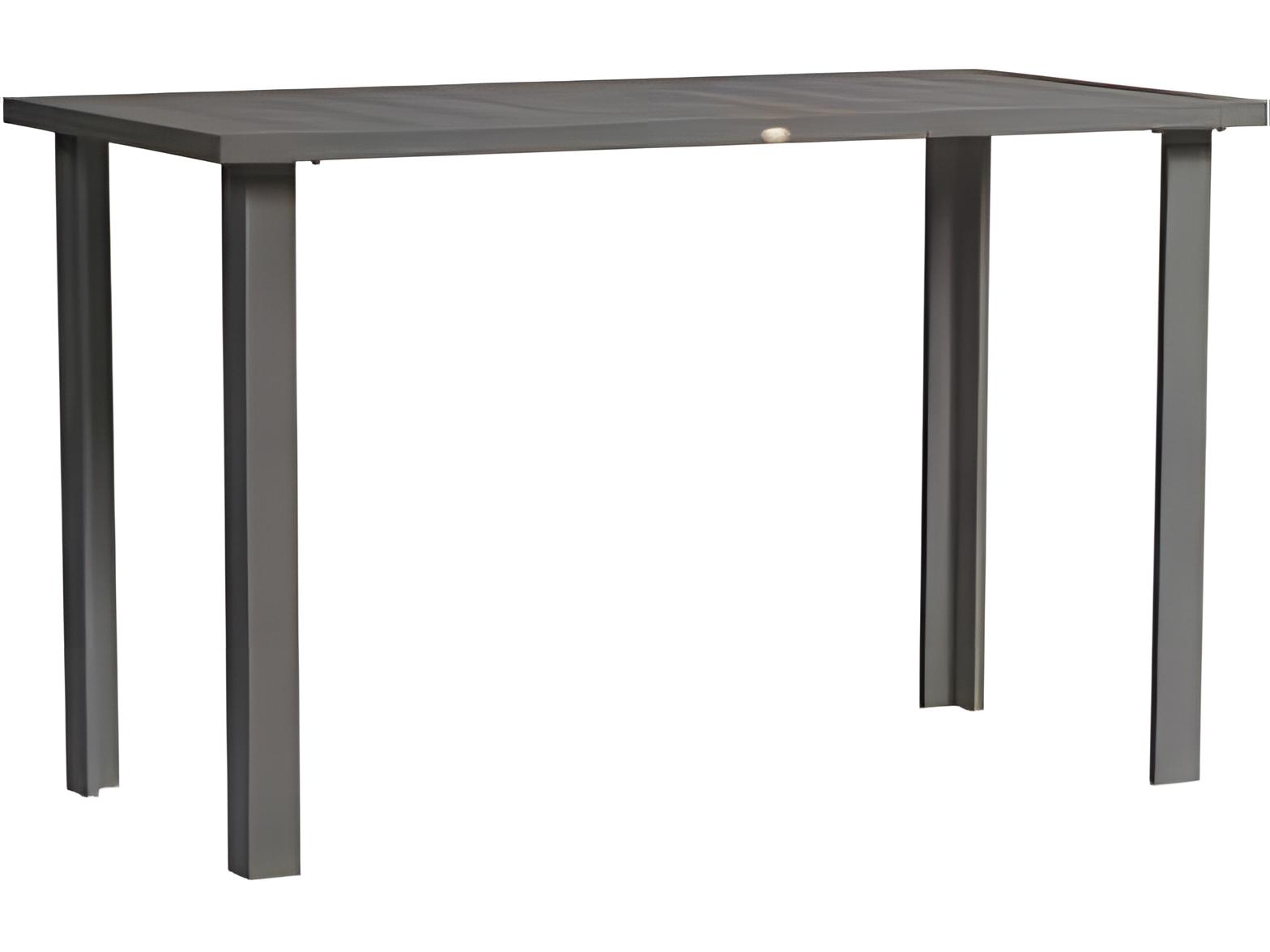 Ratana Limo Silver Ash Grey Aluminum Rectangular Umbrella Hole Counter Table