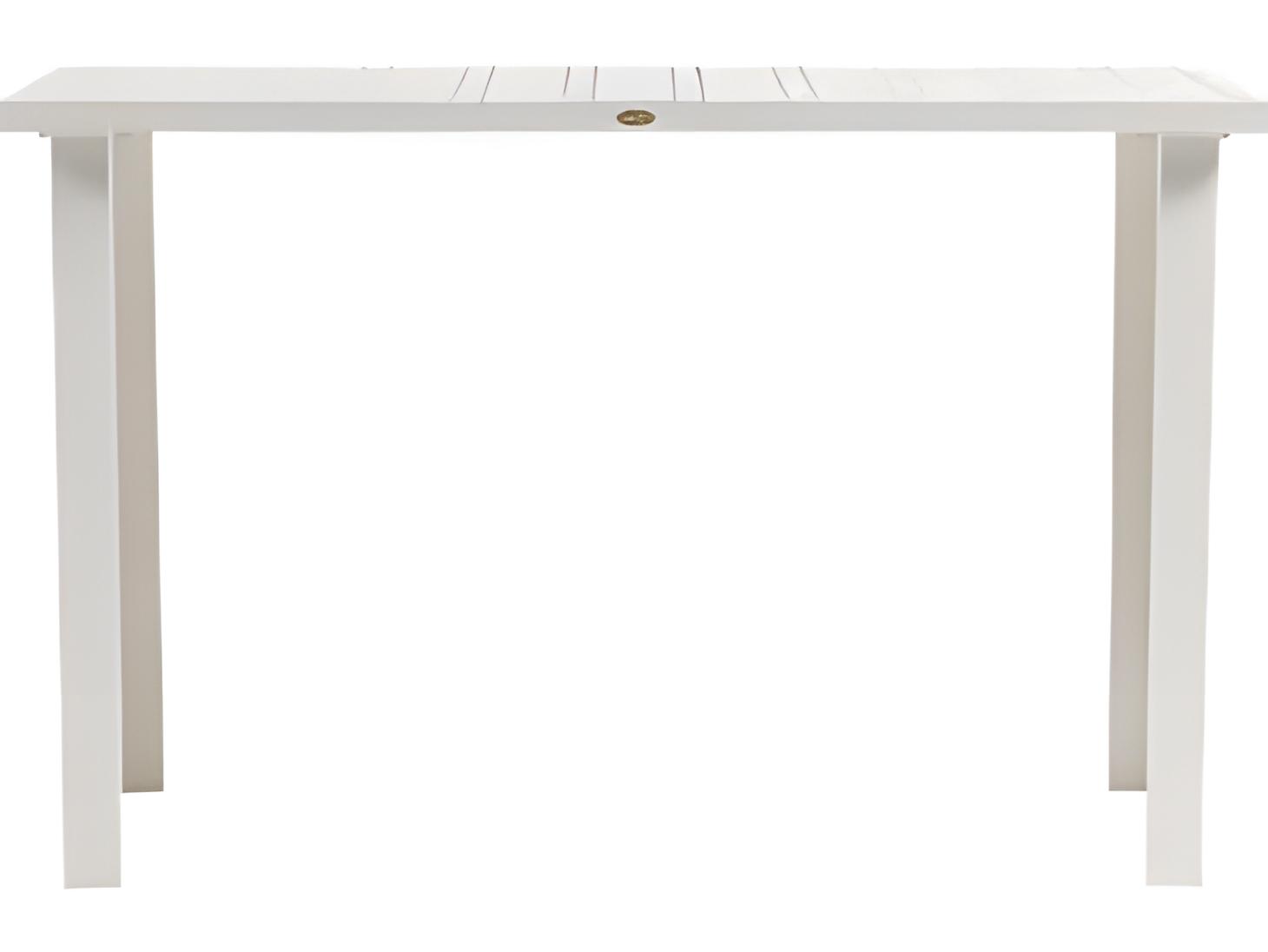 Ratana Limo Silver Talc White Aluminum Rectangular Umbrella Hole Counter Table