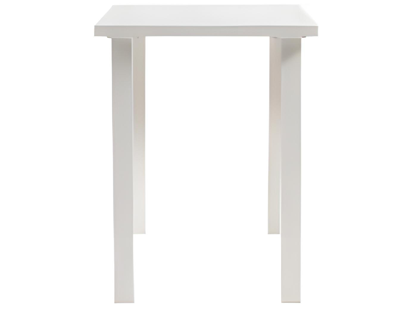 Ratana Limo Silver Talc White Aluminum Rectangular Umbrella Hole Counter Table