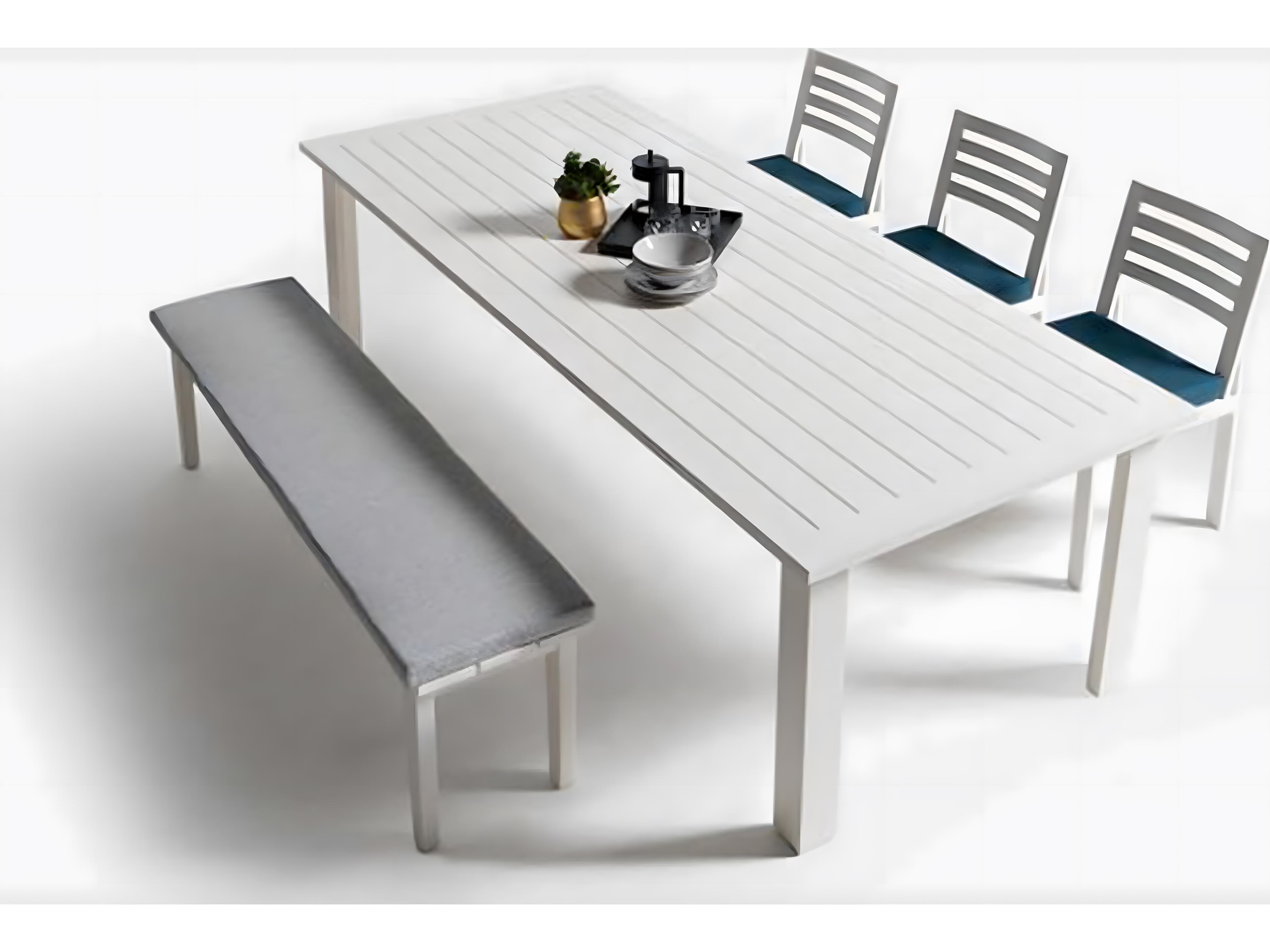 Ratana Limo Silver Talc White Aluminum Cushion Bench