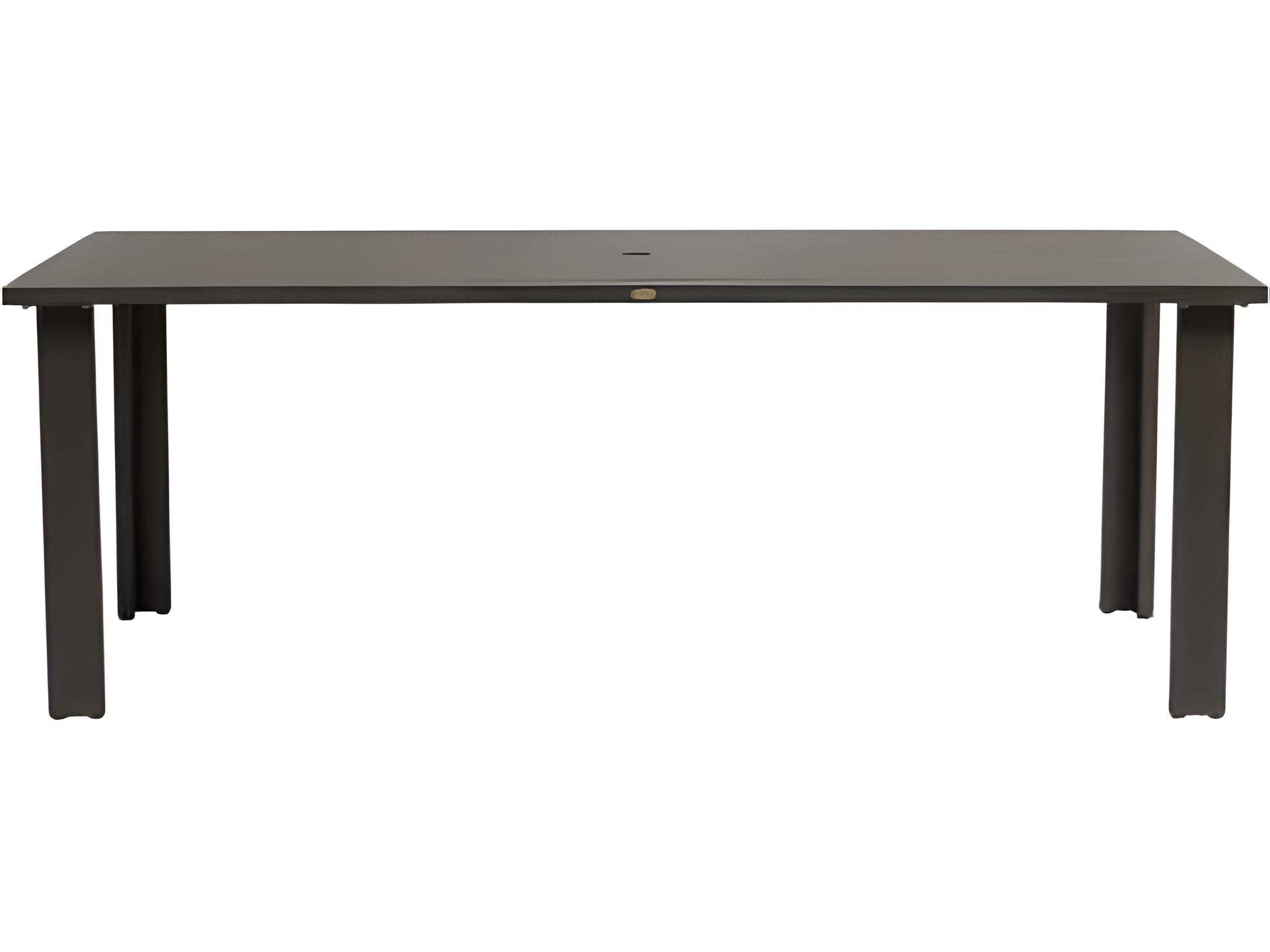 Ratana Limo Silver Ash Grey Aluminum Rectangular Umbrella Hole Dining Table