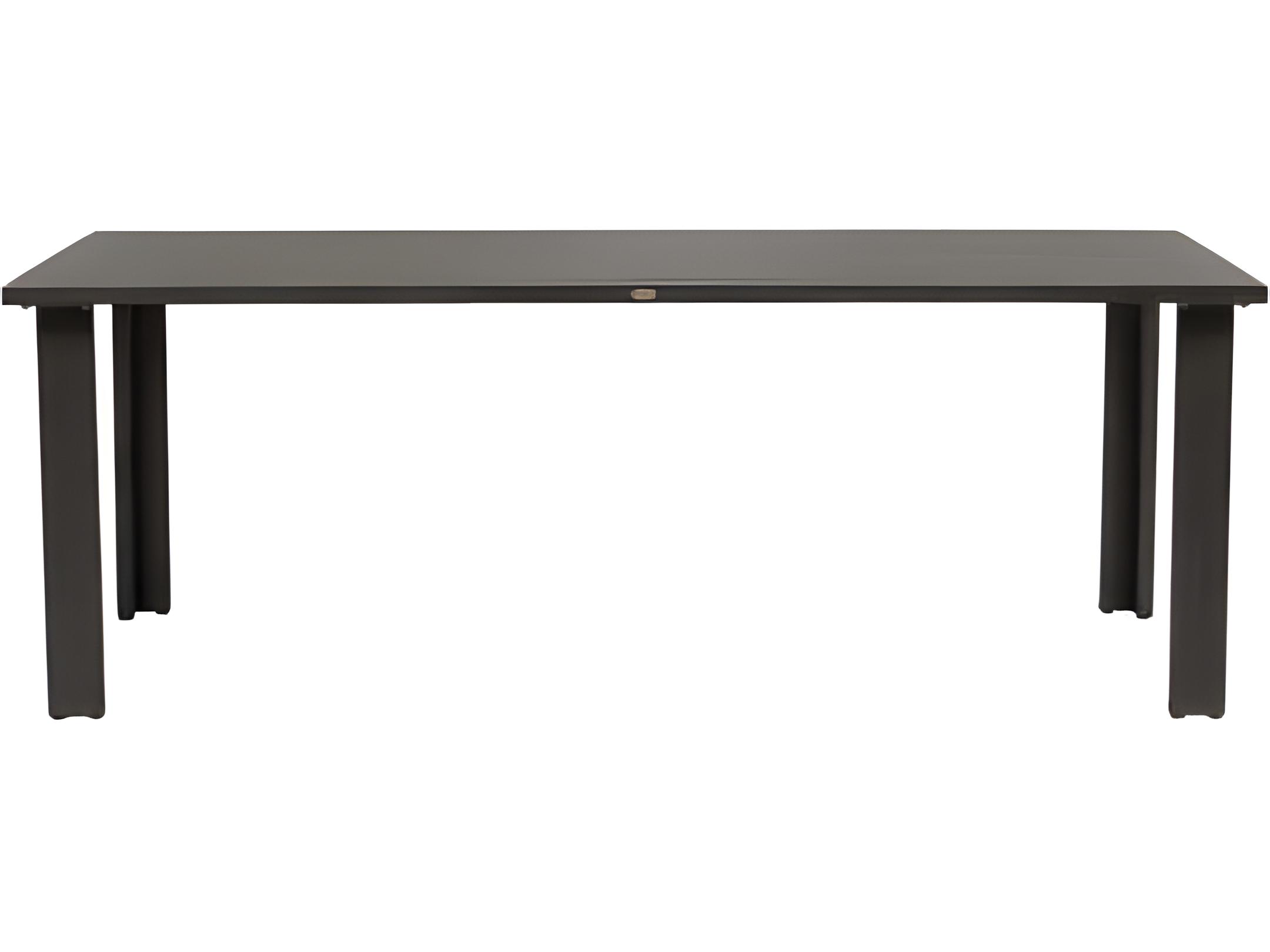 Ratana Limo Silver Ash Grey Aluminum Rectangular Umbrella Hole Dining Table
