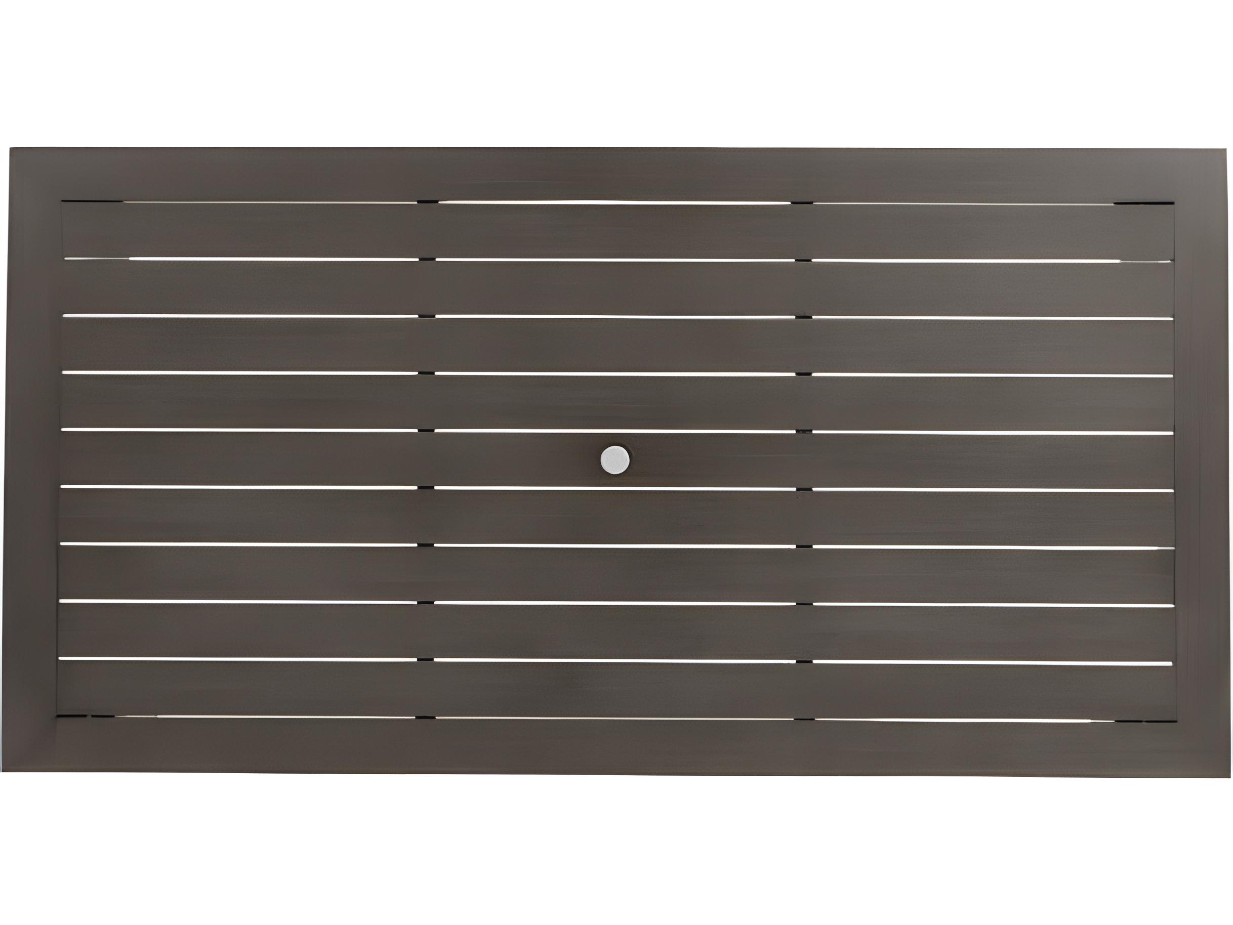 Ratana Limo Silver Ash Grey Aluminum Rectangular Umbrella Hole Dining Table