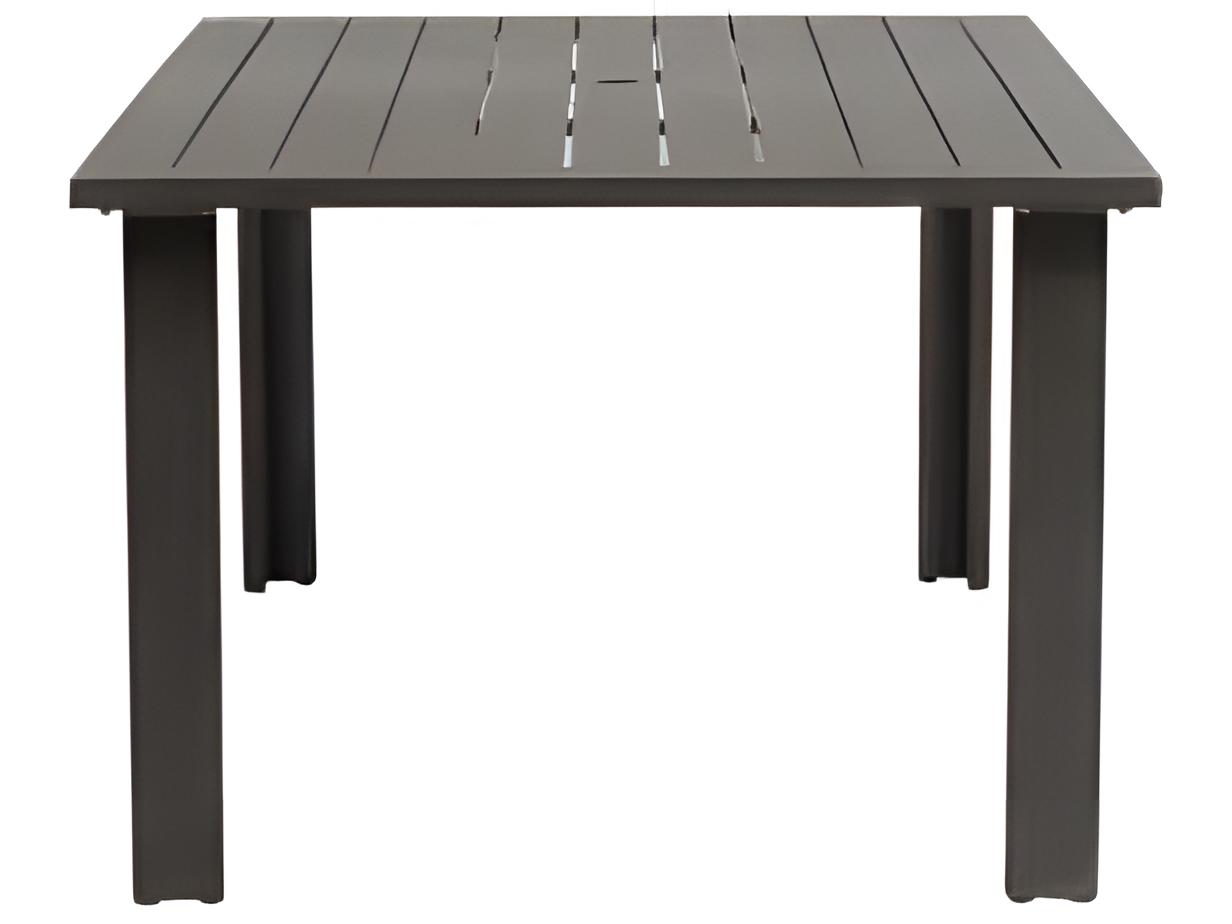 Ratana Limo Silver Ash Grey Aluminum Rectangular Umbrella Hole Dining Table