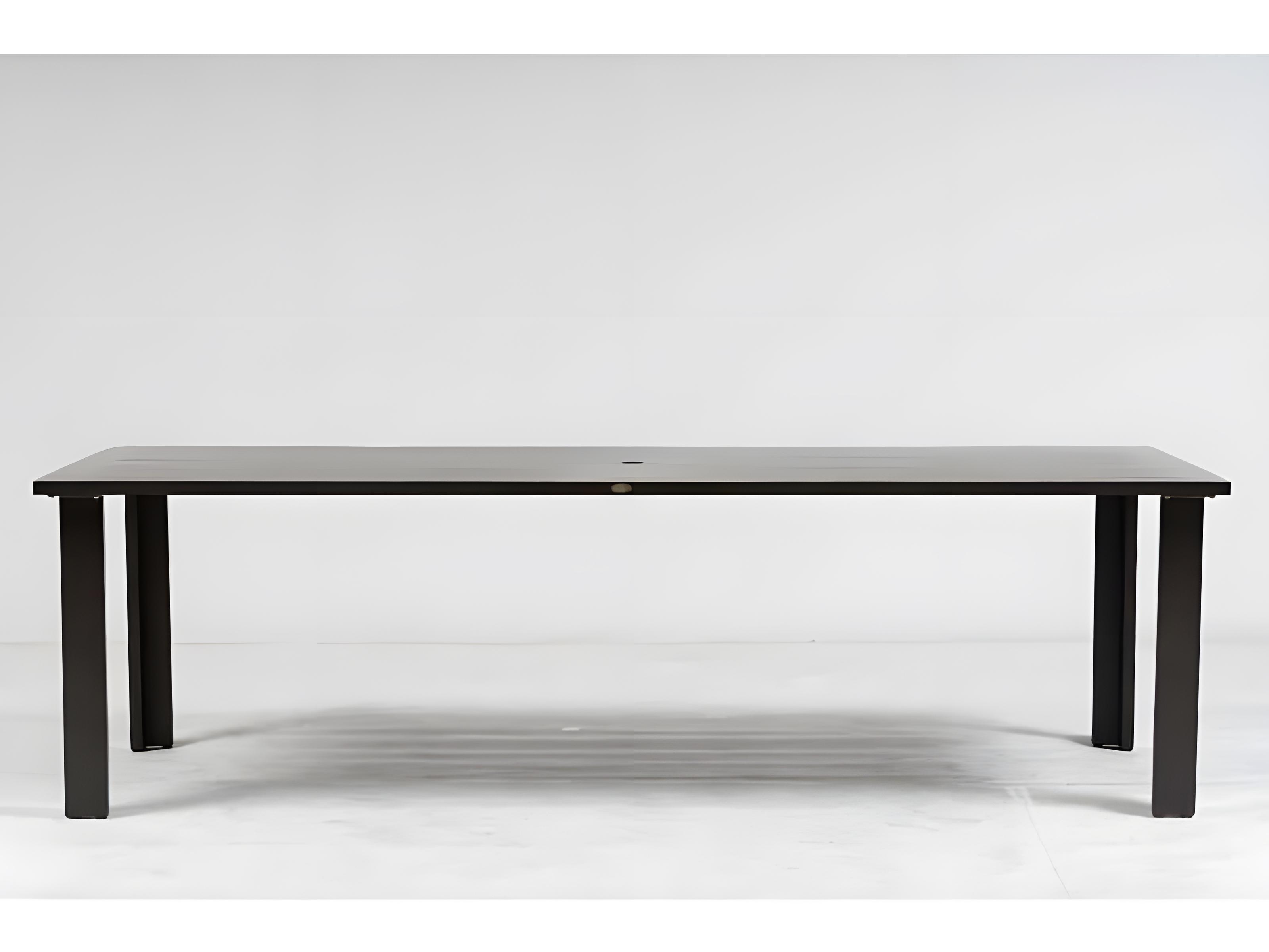 Ratana Limo Silver Ash Grey Aluminum Rectangular Umbrella Hole Dining Table