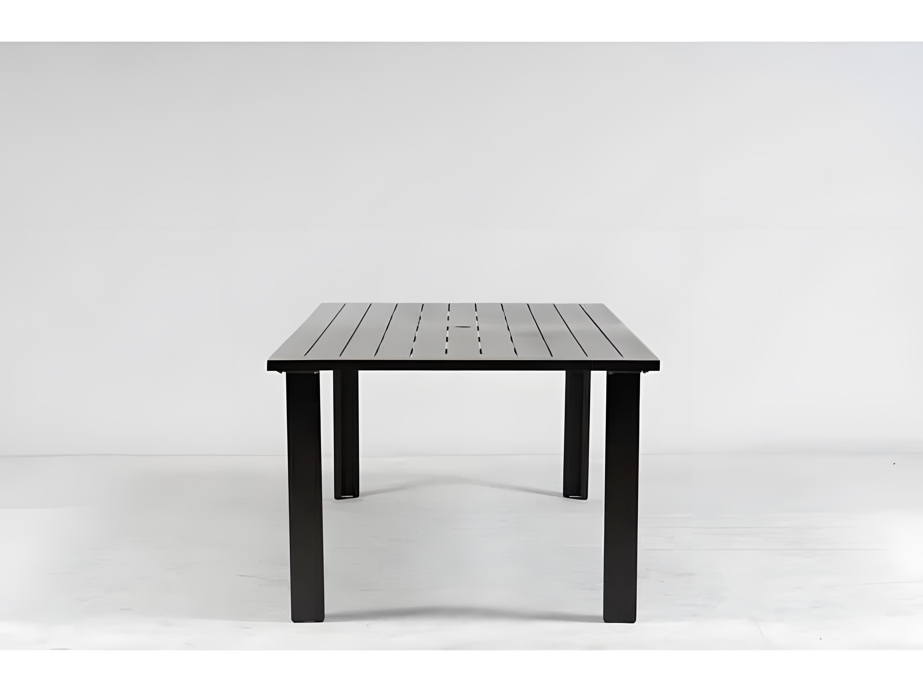 Ratana Limo Silver Ash Grey Aluminum Rectangular Umbrella Hole Dining Table