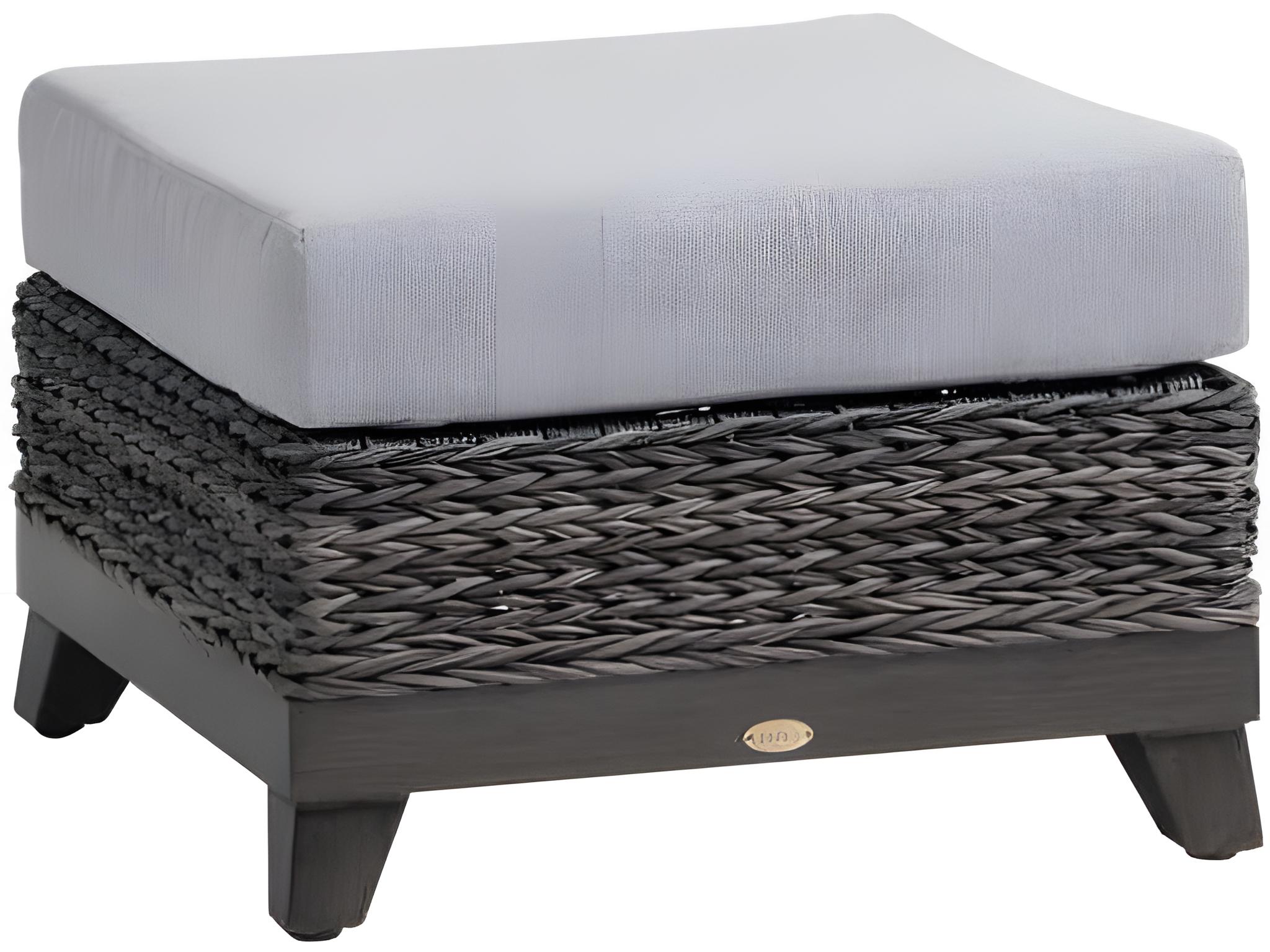 Ratana Boston Silver Ash Grey Aluminum Cushion Ottoman