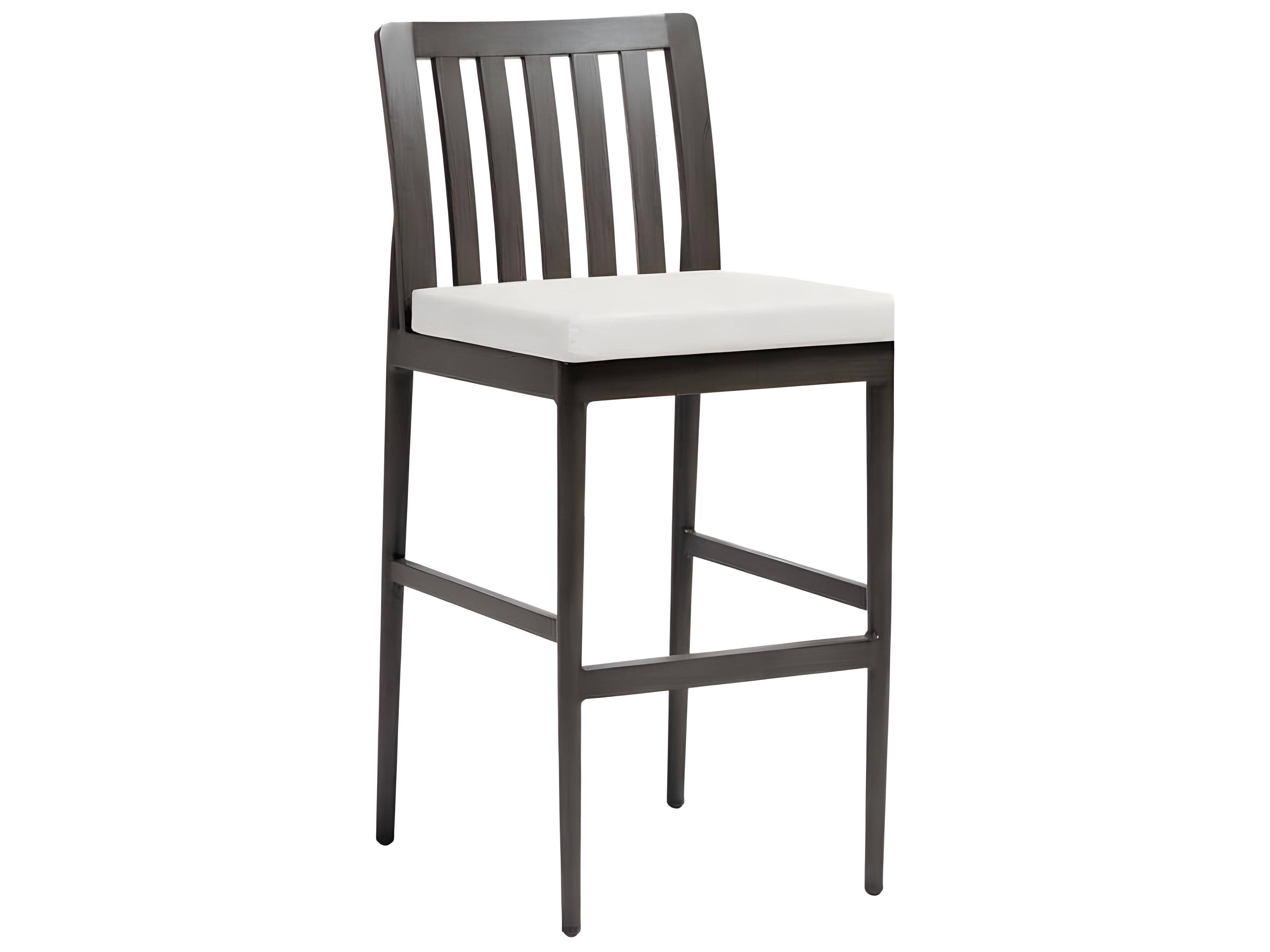 Ratana Bolano Silver Ash Grey Aluminum Cushion Bar Stool