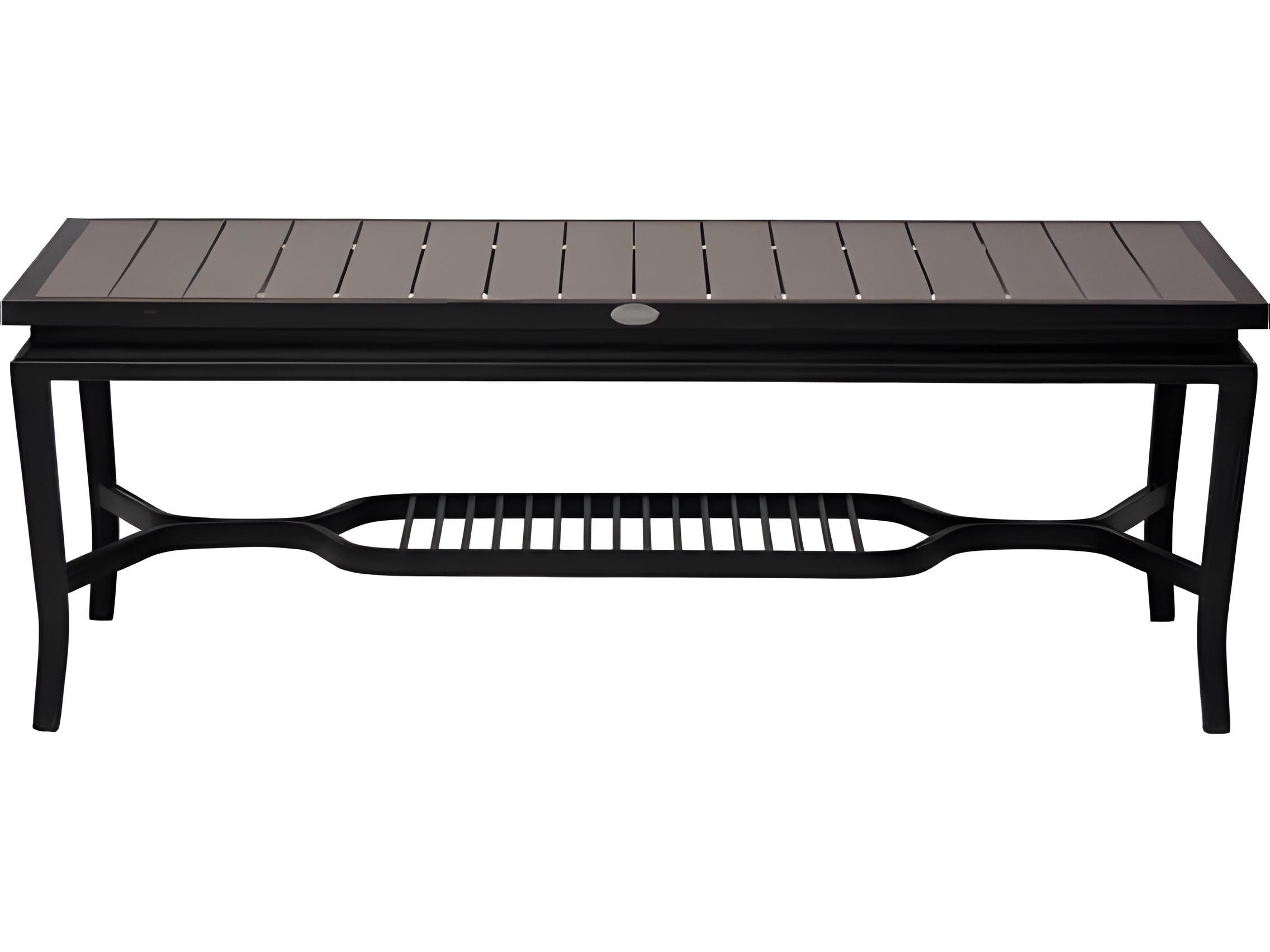 Ratana Copacabana Silver Brown Top & Black Base Aluminum Rectangular Coffee Table