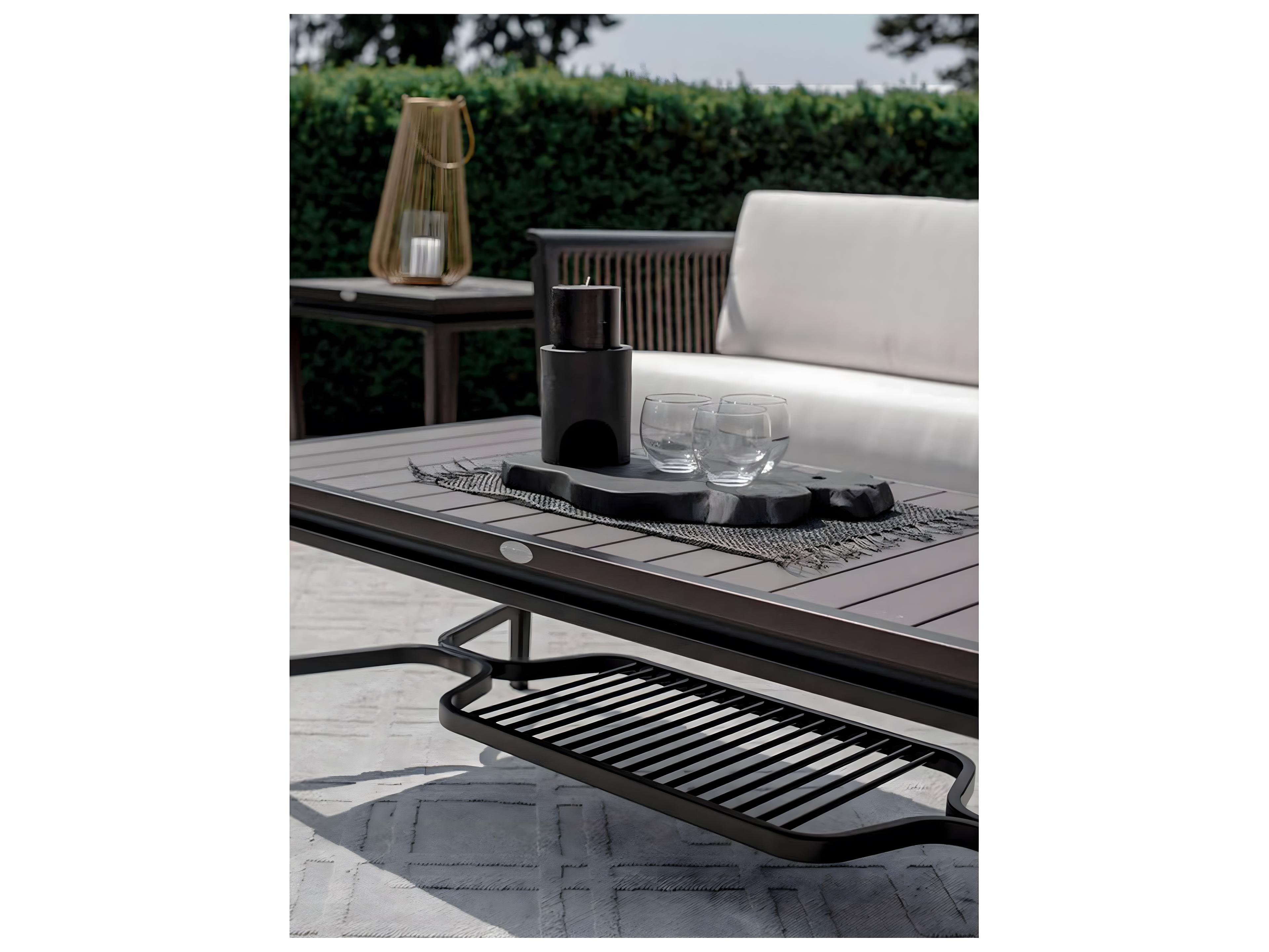Ratana Copacabana Silver Brown Top & Black Base Aluminum Rectangular Coffee Table
