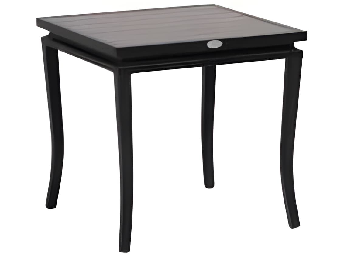 Ratana Copacabana Silver Brown Top & Black Base Aluminum Square End Table