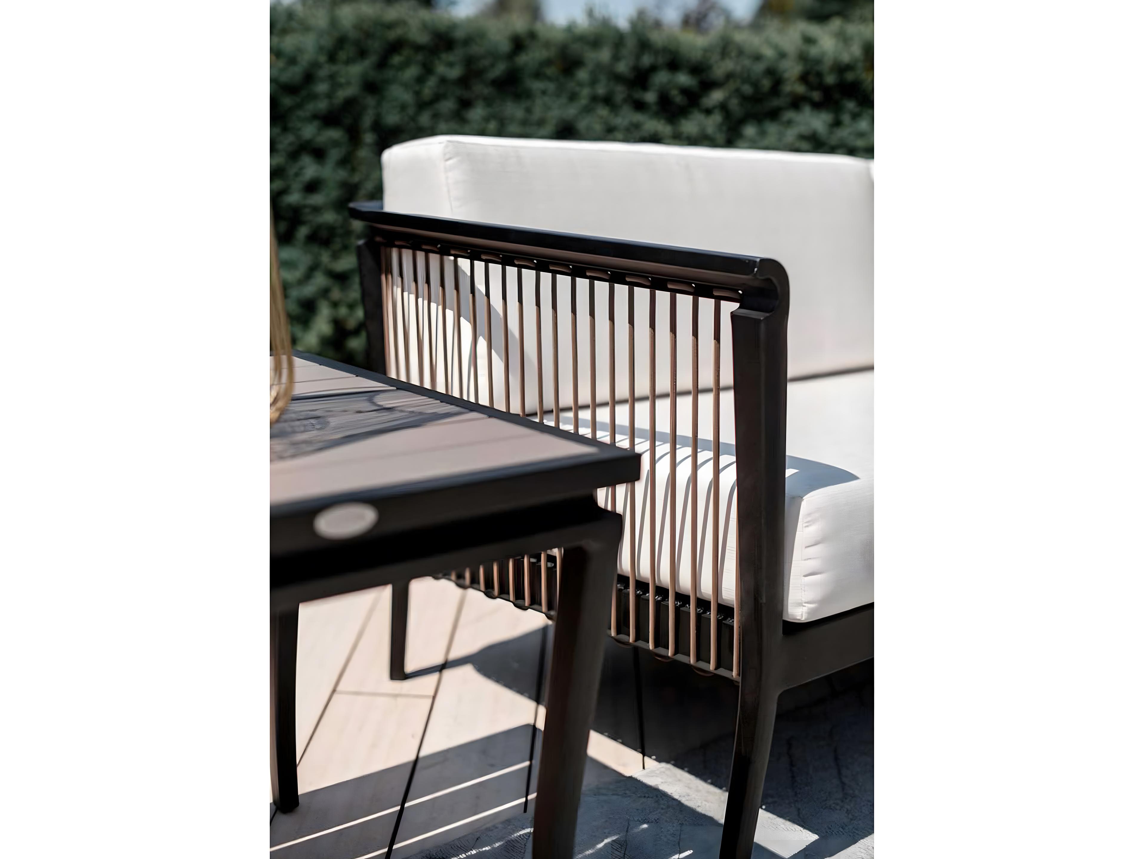 Ratana Copacabana Silver Brown Top & Black Base Aluminum Square End Table